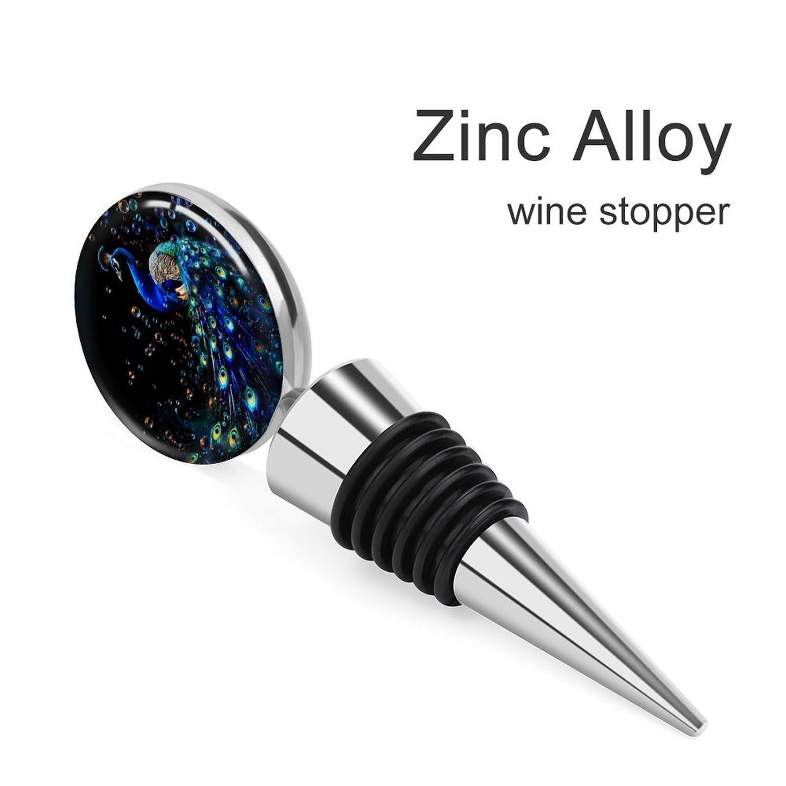 Peacock Wine Bottle Stoppers - Elegant Wine Saver Plug & Beverage Bottle Cap - Perfect for Wine Preservation, Parties & Home Bars (Set of 2)