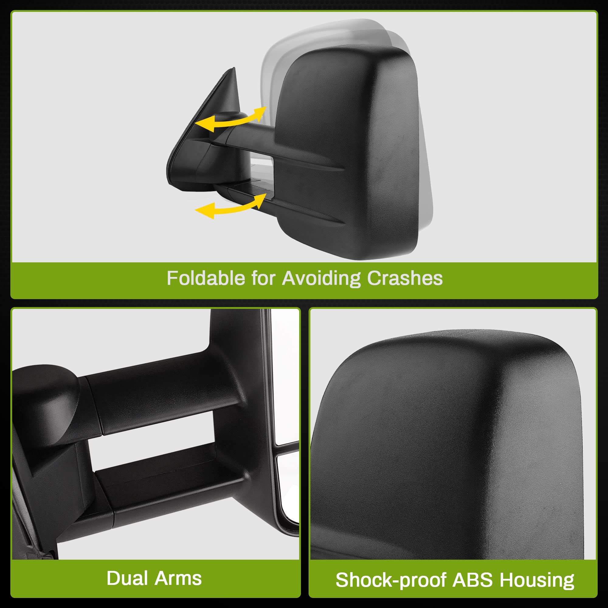 AUTOSAVER88 Manual Telescoping Towing Mirrors for 1999-2007 Chevy Silverado & GMC Sierra 1500/2500/3500 (07 Classic Only) | Fits 2000-2006 Suburban Tahoe Yukon | Durable Side Tow Truck Mirrors for Enhanced Visibility & Safety | Perfect for Towing, Camping & Off-Road Adventures