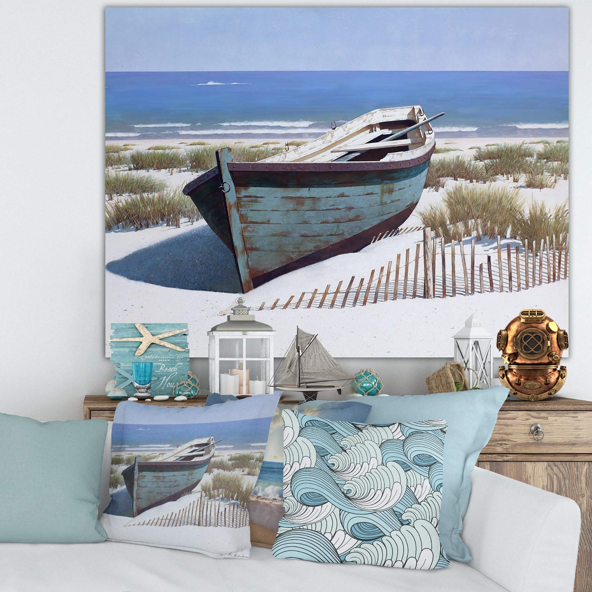 Blue Boat on Beach