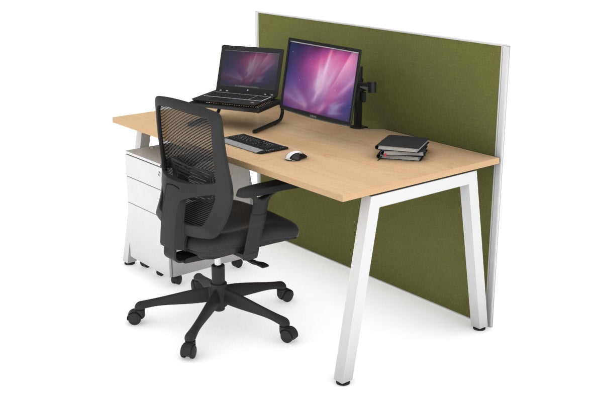 Horizon Quadro A Legs Office Desk - 1600L x 800W with Cable Management Scallop | Modern Workstation for Home Office, Study Room & Small Business Spaces