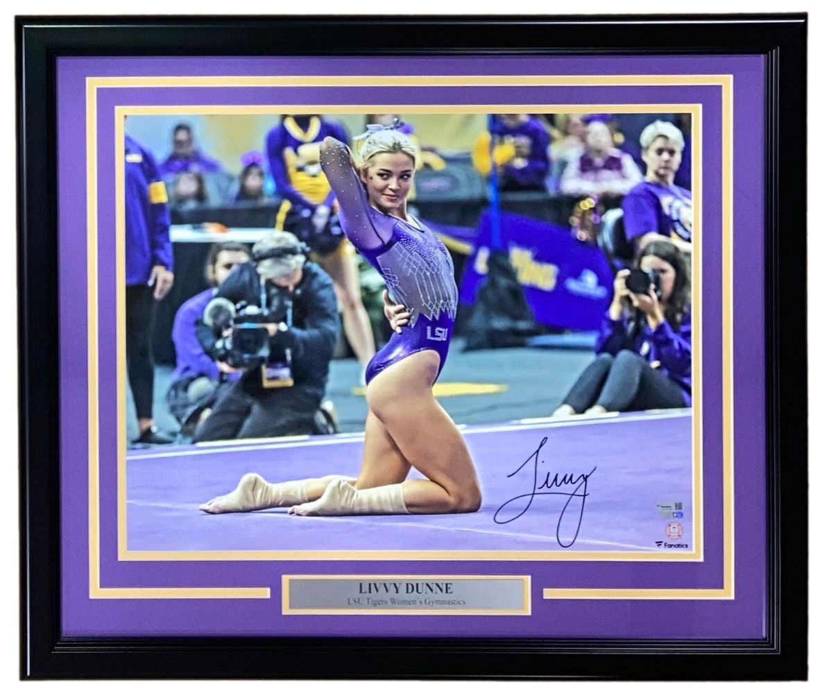 Livvy Dunne Signed LSU Tigers Framed 16x20 Photo - Authentic Autographed Collectible for Sports Fans, Home & Office Decor, Gift for Gymnastics Enthusiasts