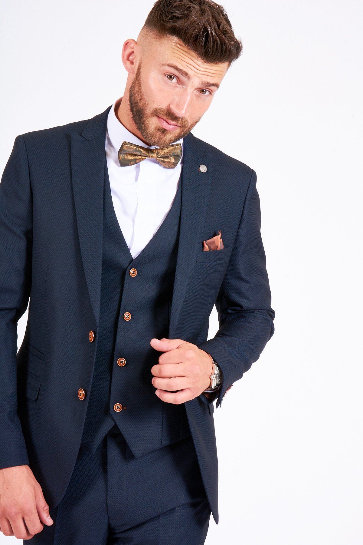 Premium Navy Blue Suit with Matching TED Waistcoat - Formal Business Attire for Weddings, Interviews & Professional Events