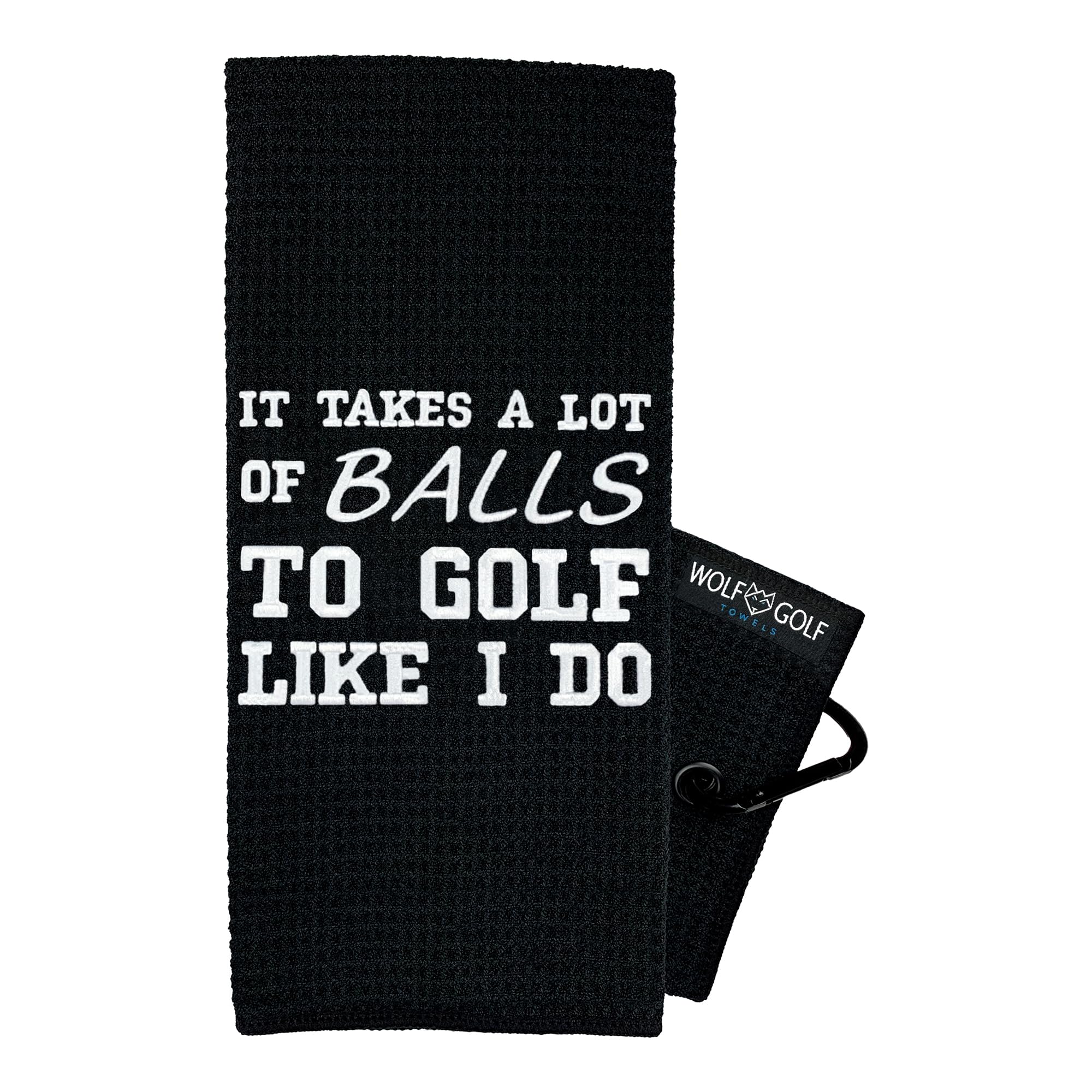 Wolf Golf Towels - Premium Embroidered Funny Golf Towel for Men | Durable Golf Accessories & Unique Golf Gifts | Perfect for Course Play, Practice & Golf Tournaments