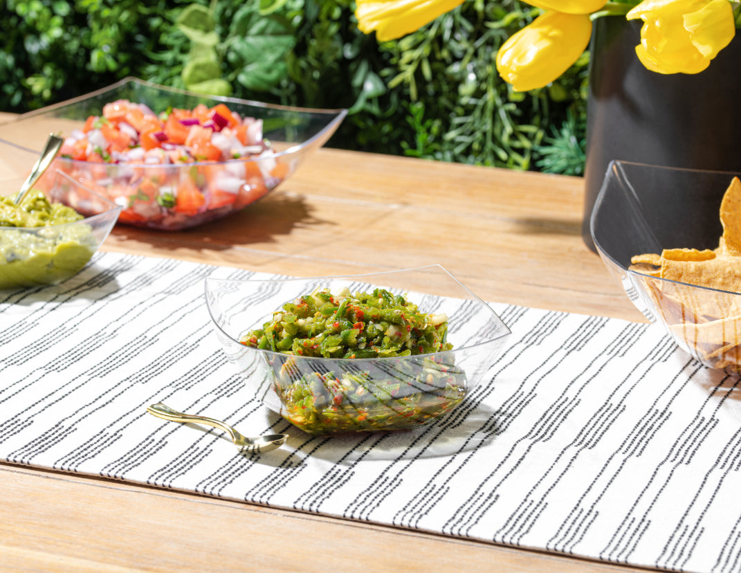 4-Pack Square Fancy Clear Serving Bowls - Elegant Glass Salad Bowls for Parties, Entertaining & Home Decor - Perfect for Fruit, Desserts, Snacks & Table Centerpieces