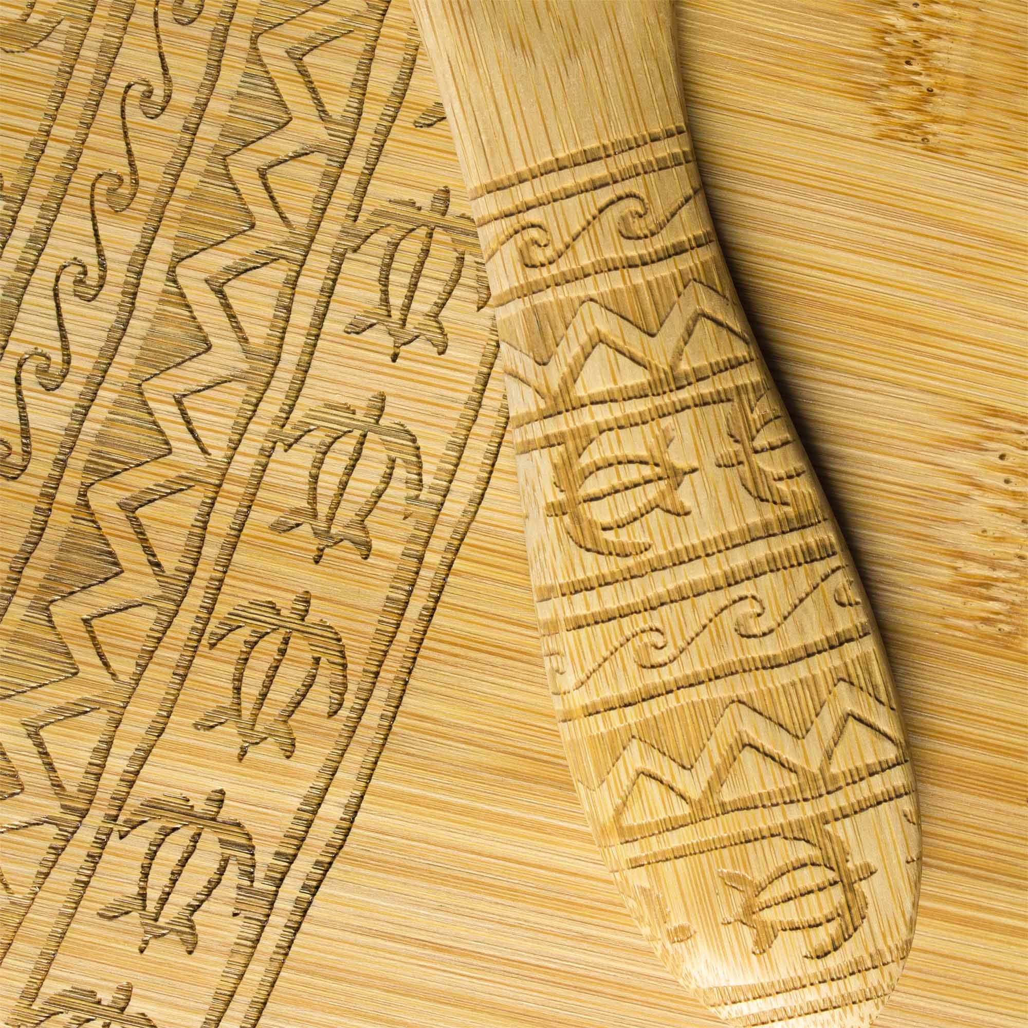 Premium Tonga Wood Serving Board with Cheese Spreader Knife - 7 1/8