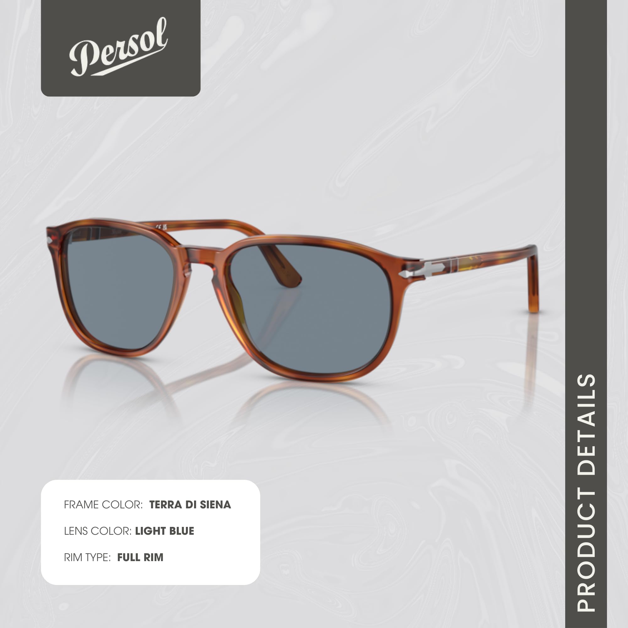 Persol PO3019S Square Sunglasses for Men - Polarized UV Protection, Classic Italian Design + Premium iWear Cleaning Kit | Perfect for Driving, Travel & Outdoor Activities
