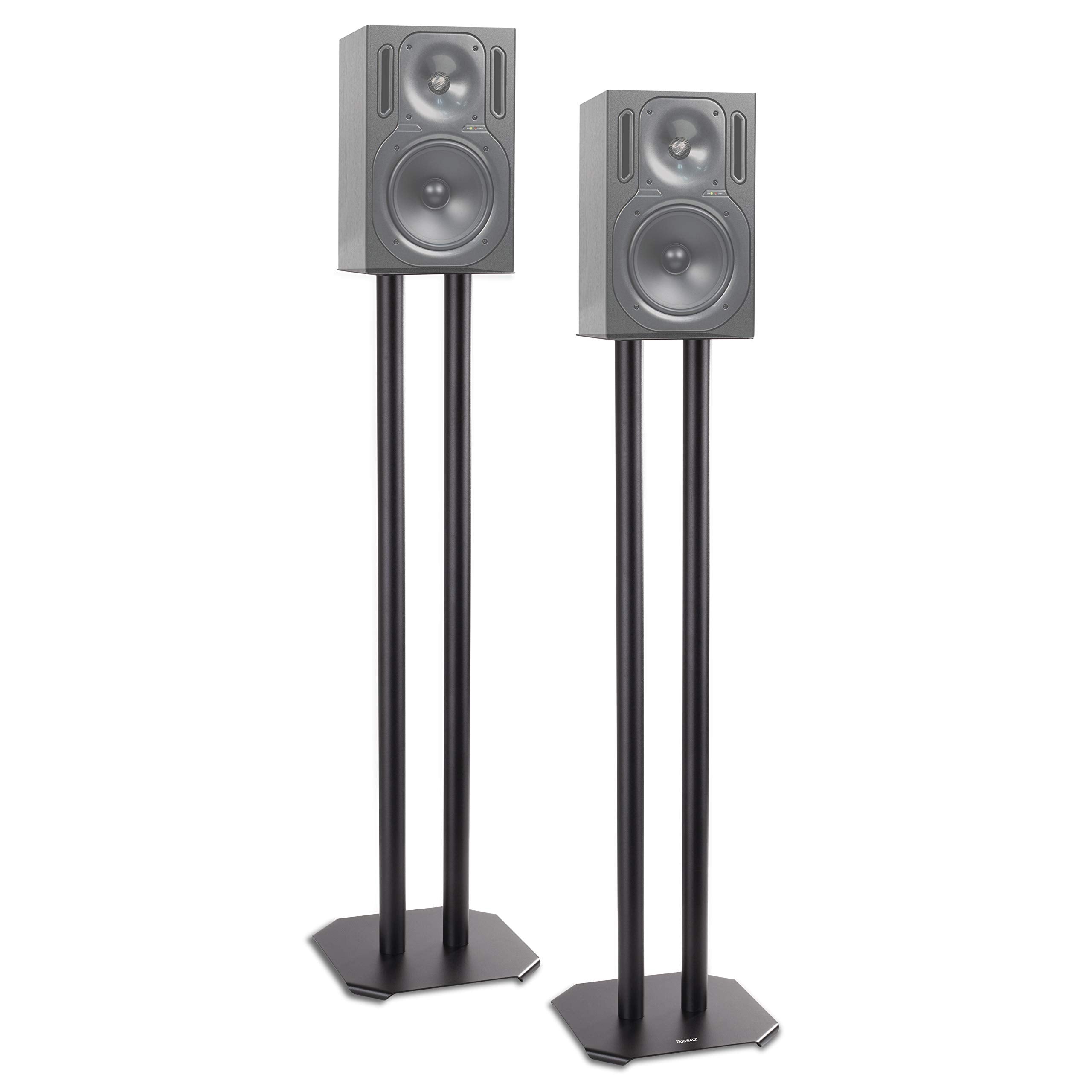 Duronic SPS1022 80 Speaker Stand (Pair) - 80cm Height, Heavy-Duty Steel Base with Spikes & Pads for Floor/Table Use - Enhances Audio Quality - Black - Perfect for Home Theater, Studio & DJ Setups
