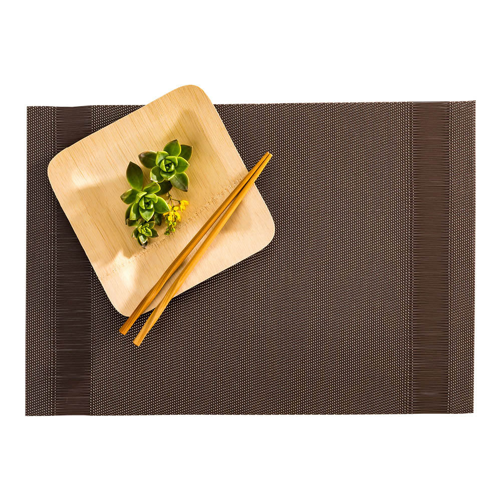 Artisan Stripe Brown Vinyl Woven Placemats - Set of 6 (16
