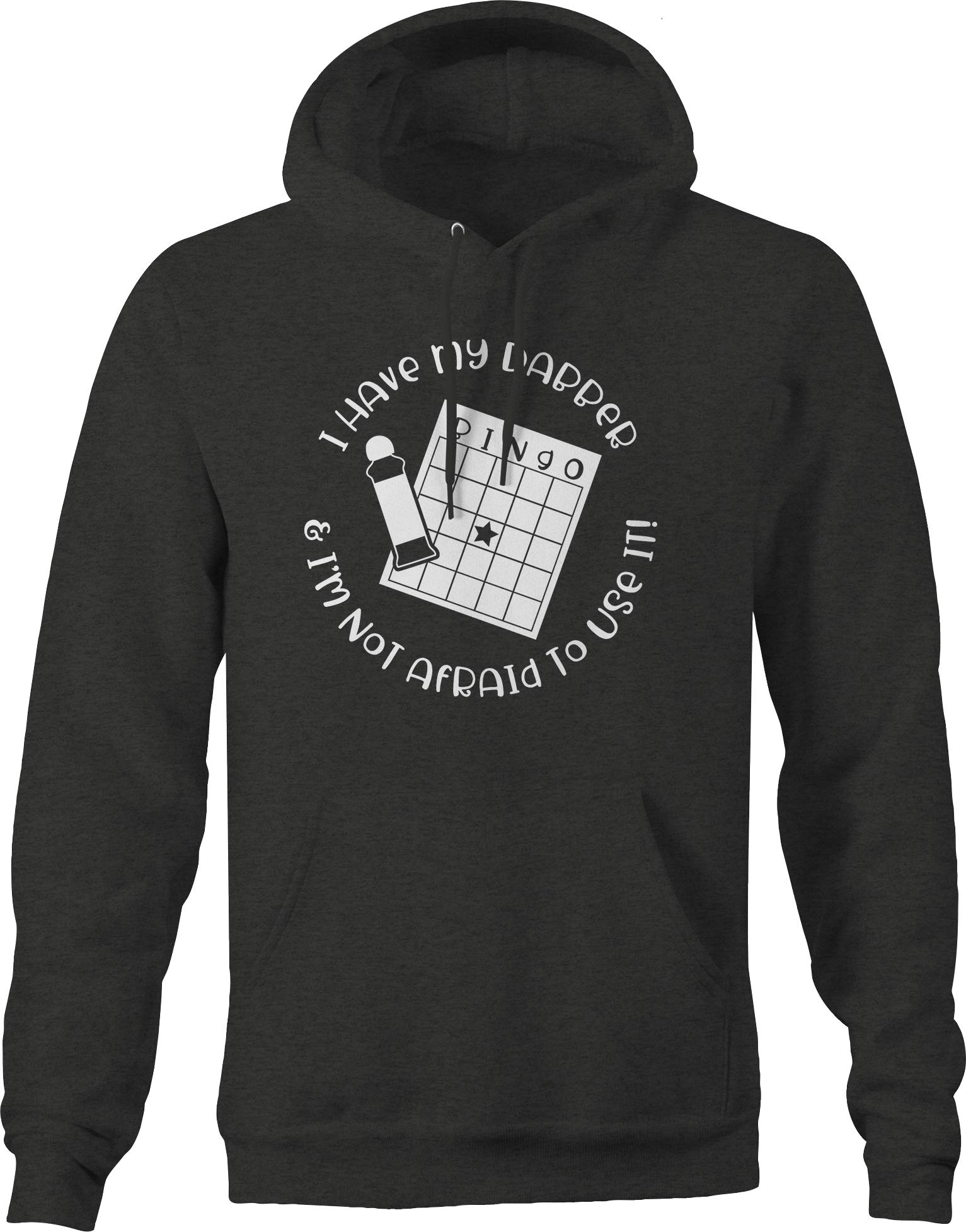 Funny 'I Have My I'm Not Afraid to Use It' Bingo Card Hoodie for Men - Dark Grey | Perfect for Casual Wear, Gifts & Bingo Lovers