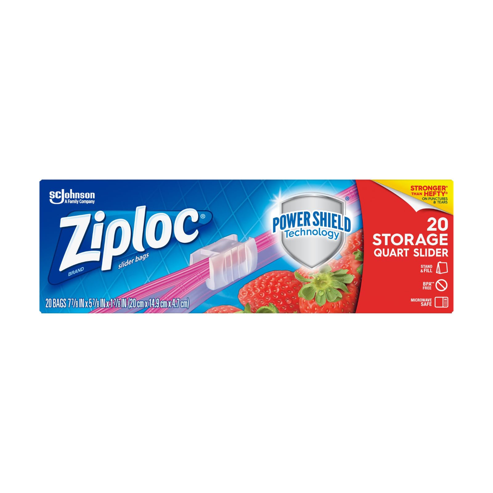 Ziploc Slider Storage Bags - 240 Count (12 Packs of 20) Quart Size Stand & Fill Bags for Food Storage, Sandwich, Meal Prep & Kitchen Organization | Perfect for Freezer, Lunch Box & Home Organization