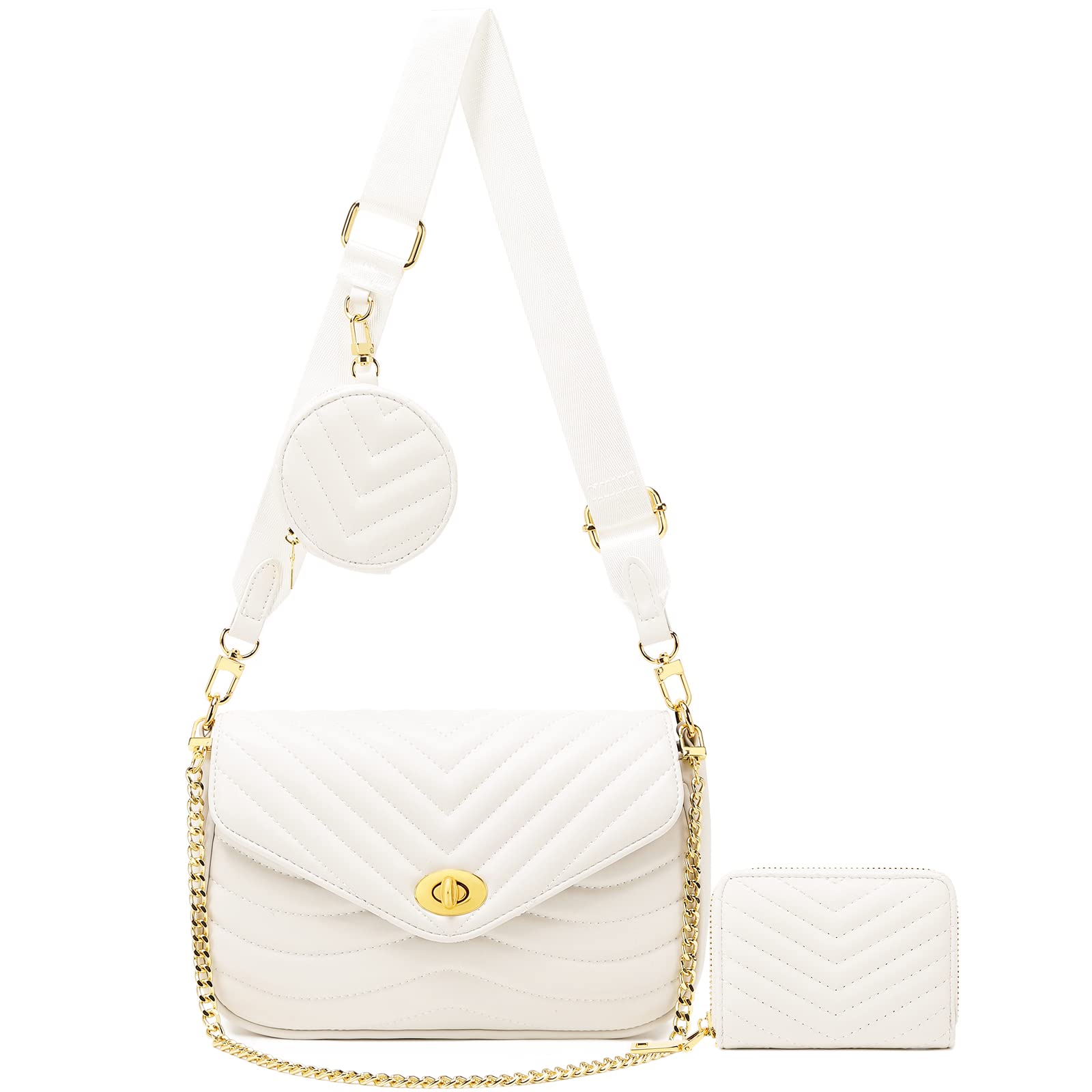 JEEHAN Quilted Crossbody Bags for Women - Fashion Designer Shoulder Handbag Small Purse - Perfect for Daily Use, Travel & Shopping
