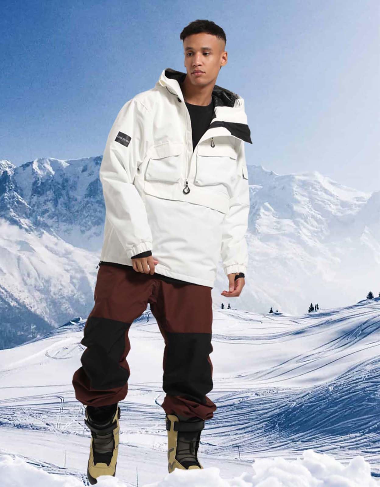 GSOU SNOW Men's Waterproof Ski Jacket - Windproof Snowboard Coat with Hood for Winter Sports & Outdoor Activities | Ideal for Skiing, Snowboarding & Cold Weather Adventures