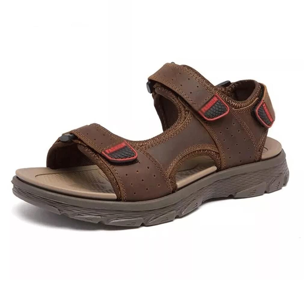 Handmade Leather Men's Summer Wading Shoes - Brown Outdoor Beach Sandals with Platform Sole (Size 7) | Perfect for Beach Vacations, Poolside Lounging & Water Activities