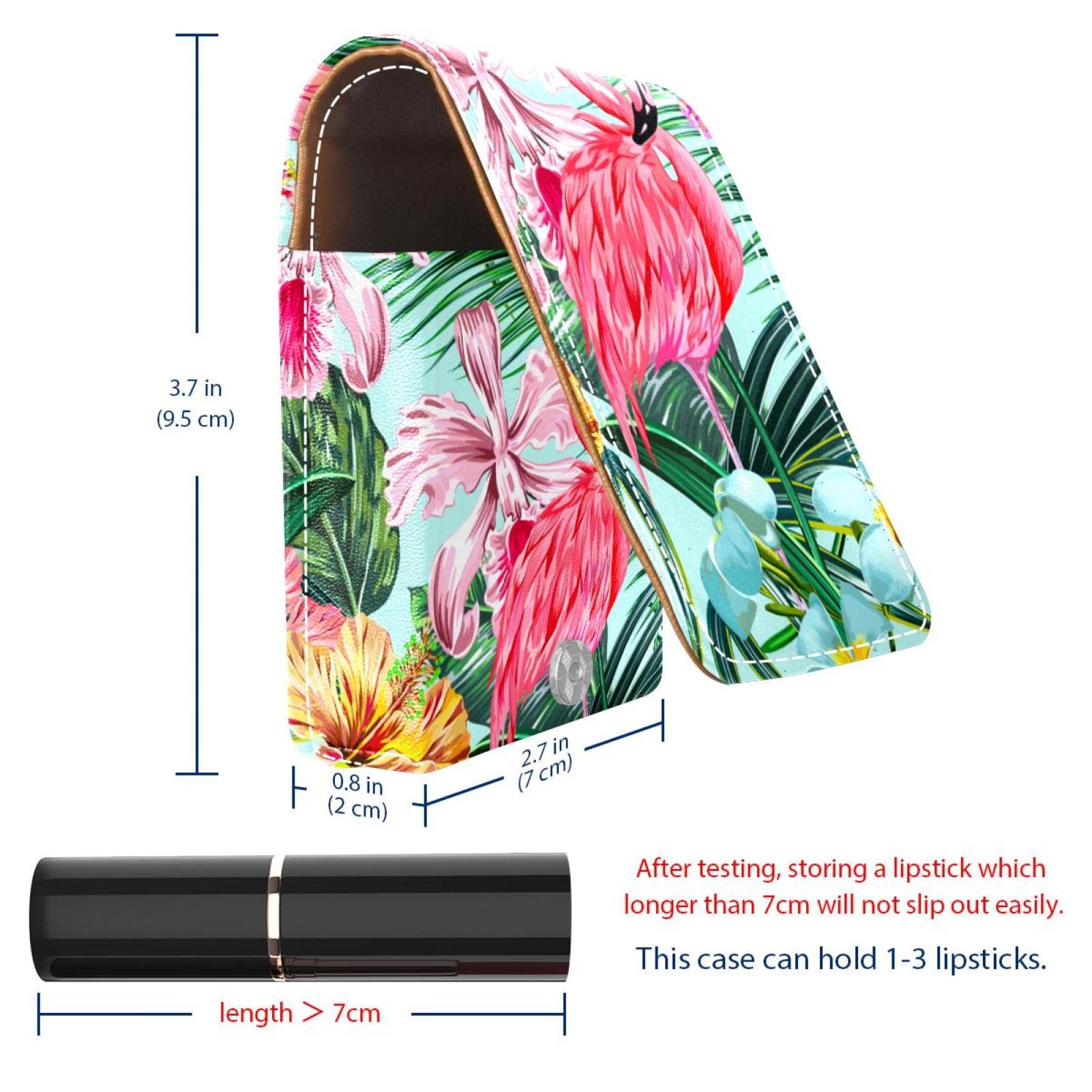 Personalized Lipstick Case Holder - Portable Waterproof Makeup Bag Organizer with Floral Flamingo Design for Women | Perfect for Travel, Daily Use & Cosmetic Storage