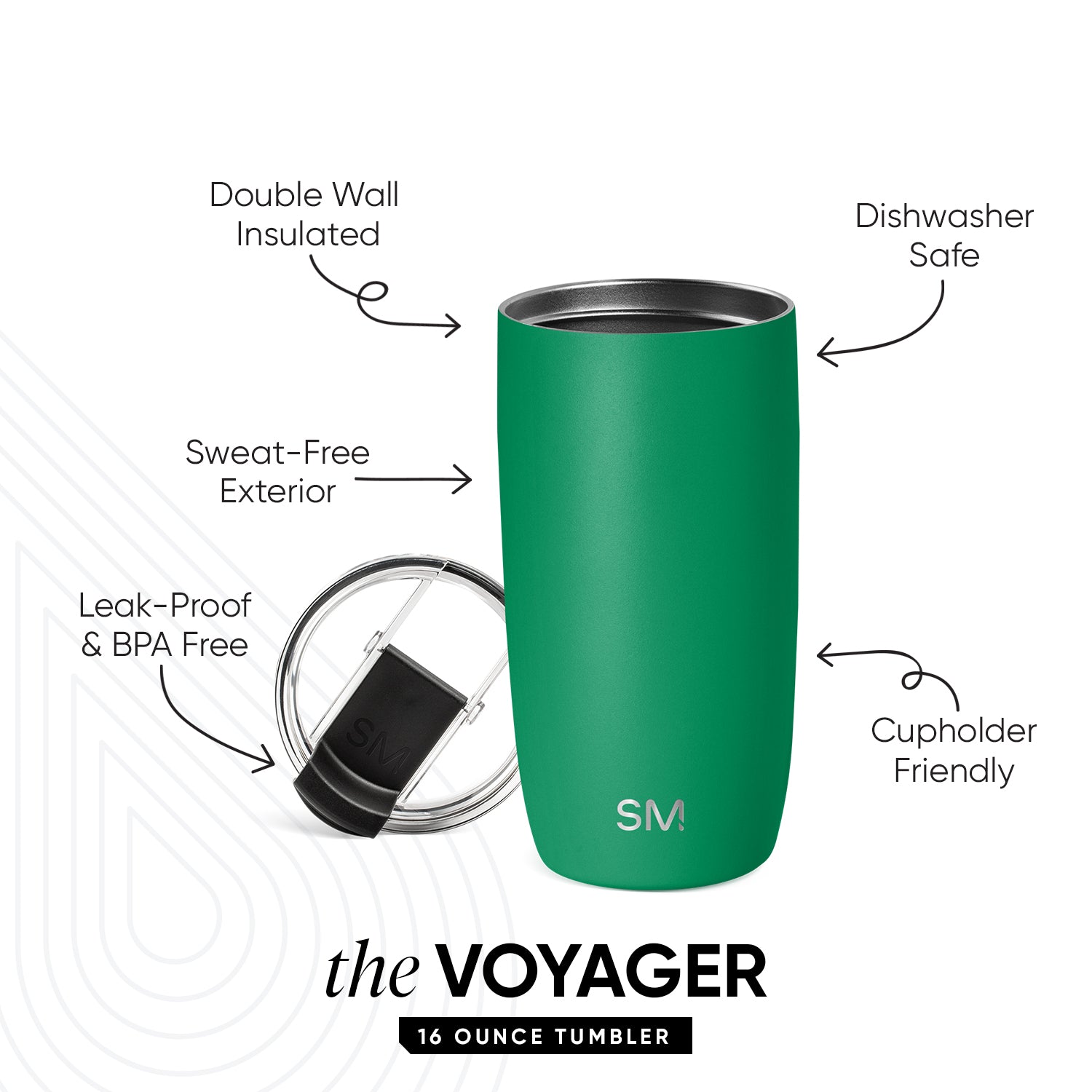 Voyager Insulated Tumbler with Clear Flip Lid & Straw - 20oz Leakproof Stainless Steel Travel Mug for Hot & Cold Drinks - Perfect for Office, Gym, Hiking and Outdoor Activities