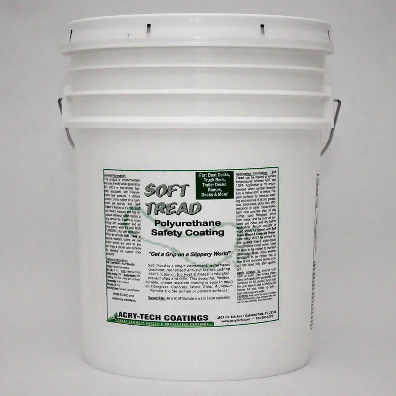 Acry Tech Soft Tread 5 Gallon White Paint - Non-Slip Floor Coating for Basements, Garages & Decks | Durable Waterproof Sealant for High-Traffic Areas