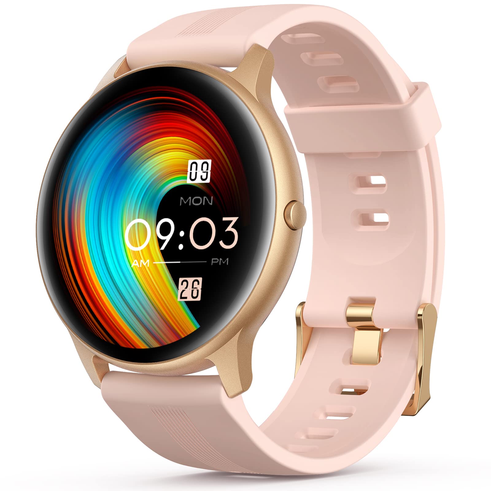 AGPTEK Smart Watch for Women - 5ATM Waterproof Fitness Tracker with Heart Rate & Sleep Monitor, Pedometer, Female Health Tracking - Compatible with Android iOS iPhone (Rose Gold) | Perfect for Swimming, Workouts & Daily Activity Tracking