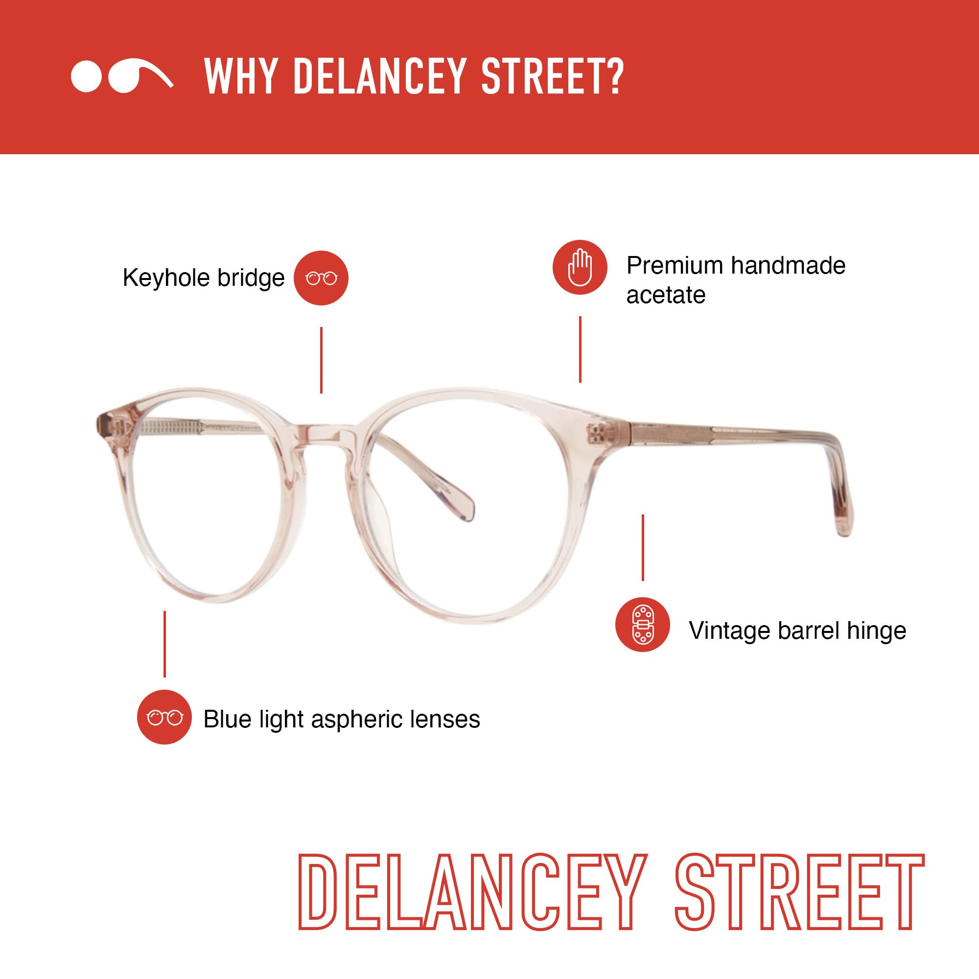 Scojo New York Delancey Street Blue Light Blocking Reading Glasses - Handmade Anti-Scratch Computer Glasses for Women & Men - Perfect for Office Work, Screen Time & Night Reading