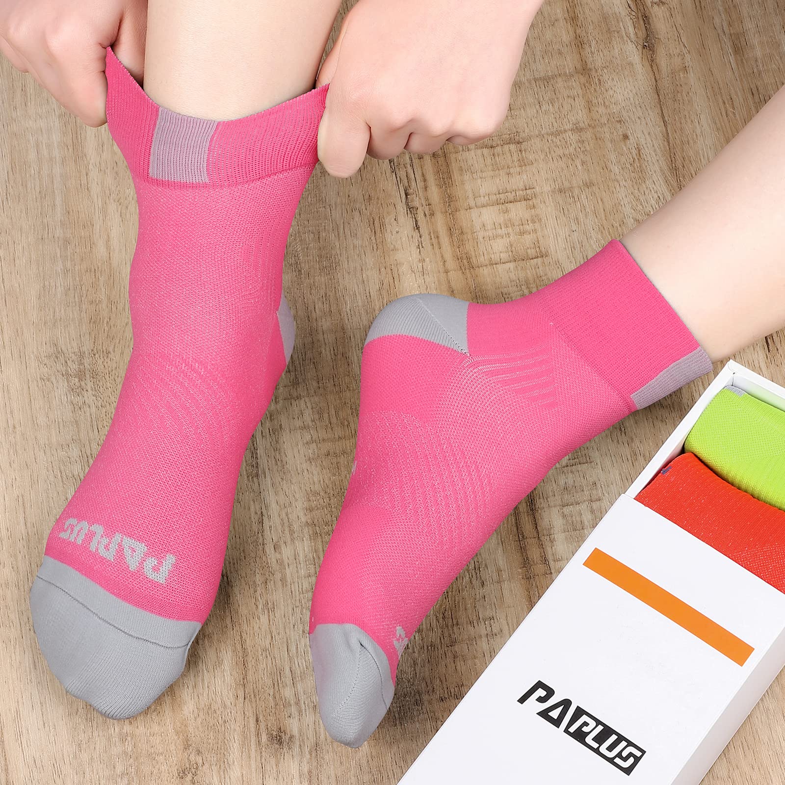 PAPLUS 6 Pairs Women's Ankle Compression Socks - Arch Support Running Socks for Plantar Fasciitis Relief - Best for Workout, Marathon & Daily Comfort