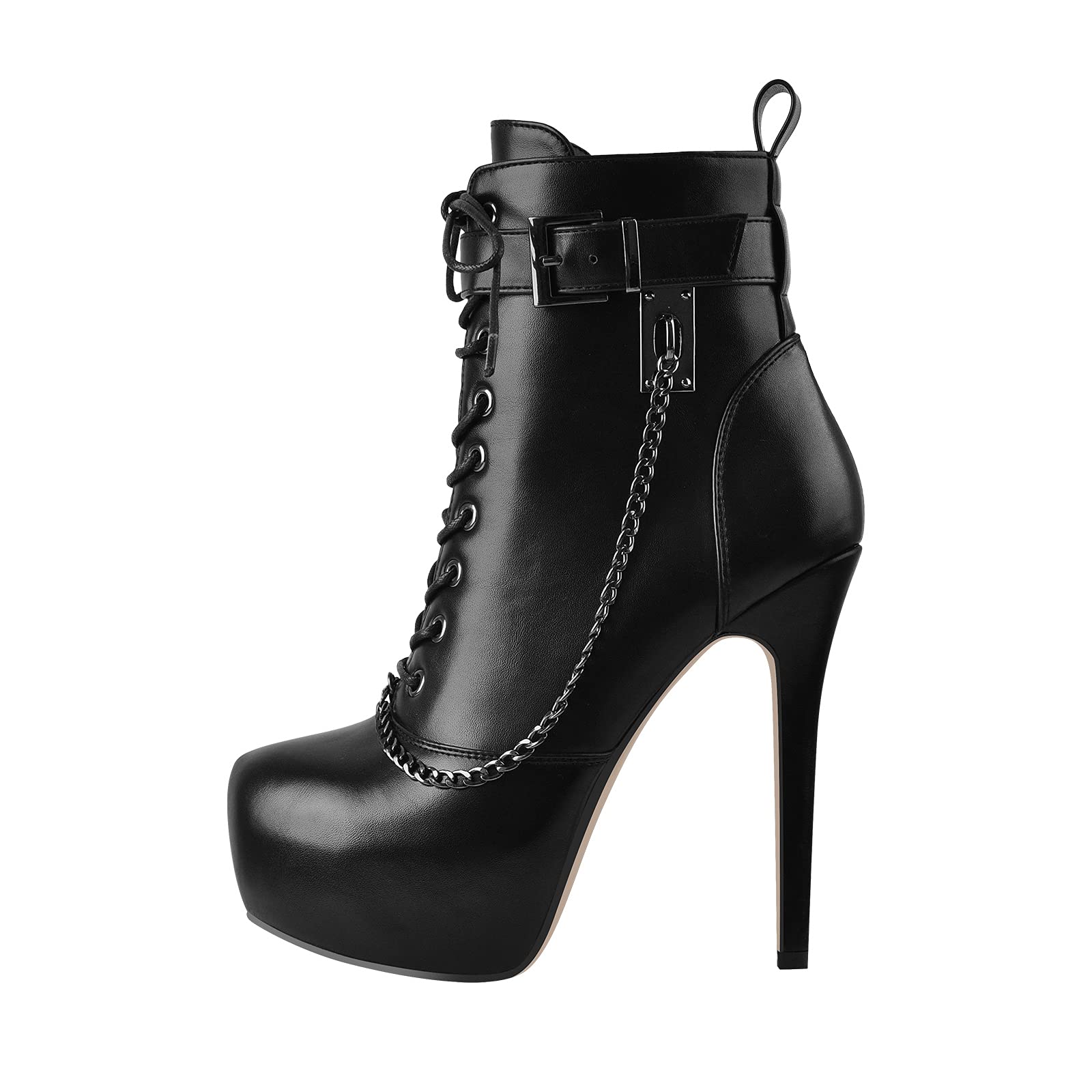 VERISSON Women's Stiletto High Heel Ankle Boots - 4 Inch Platform Winter Booties for Women, Fashionable Pointed Toe Chunky Heel Dress Boots for Party, Club, Office & Night Out