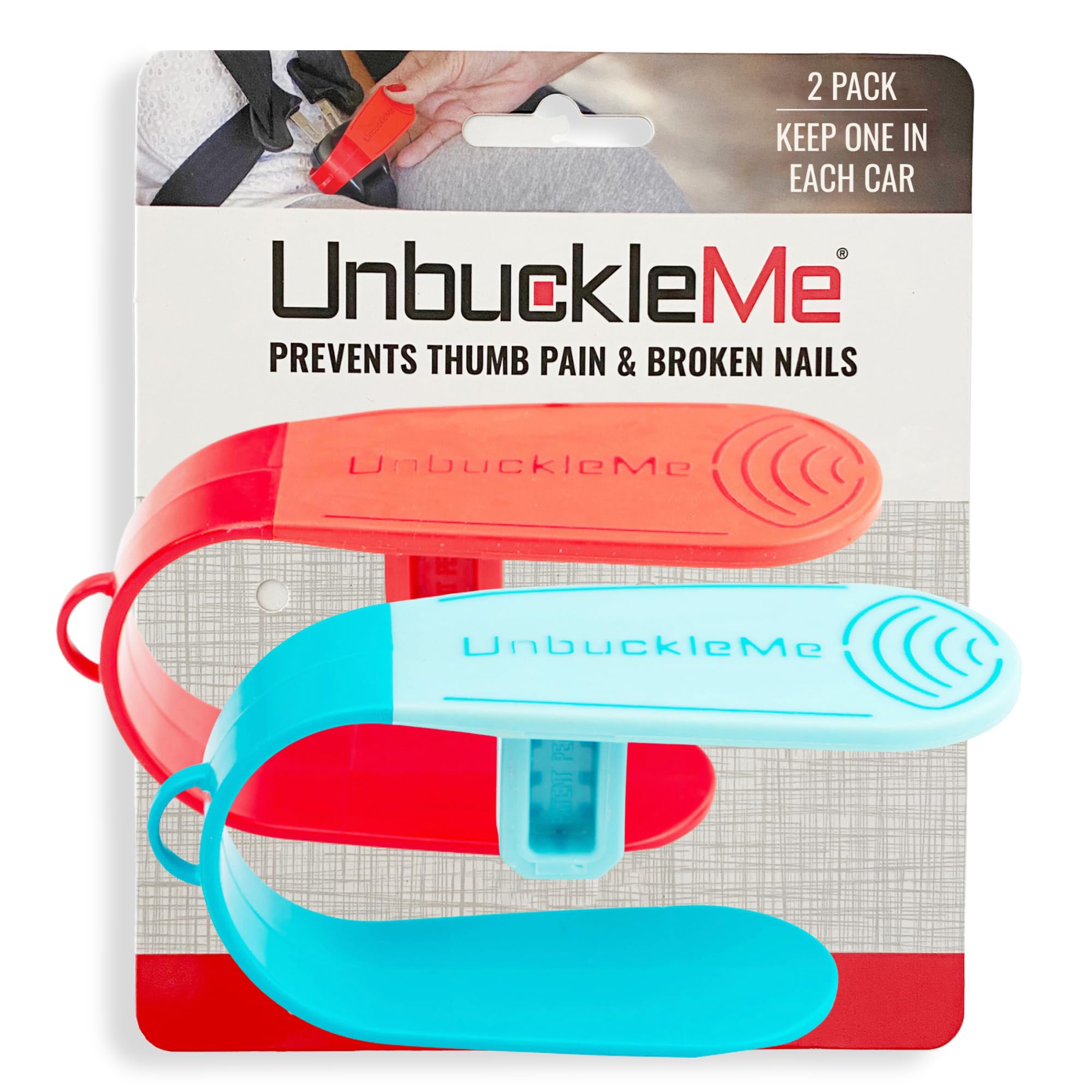 UnbuckleMe Car Seat Buckle Release Tool - Red & Blue 2 Pack - Essential for Parents & Caregivers - Perfect for Cars, SUVs & Travel - Makes Unbuckling Child Car Seats Effortless