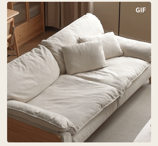 Premium Oak Solid Wood Sofa with High-Tech Fabric & Cotton Linen Finish - Modern Living Room Furniture for Home & Office Comfort