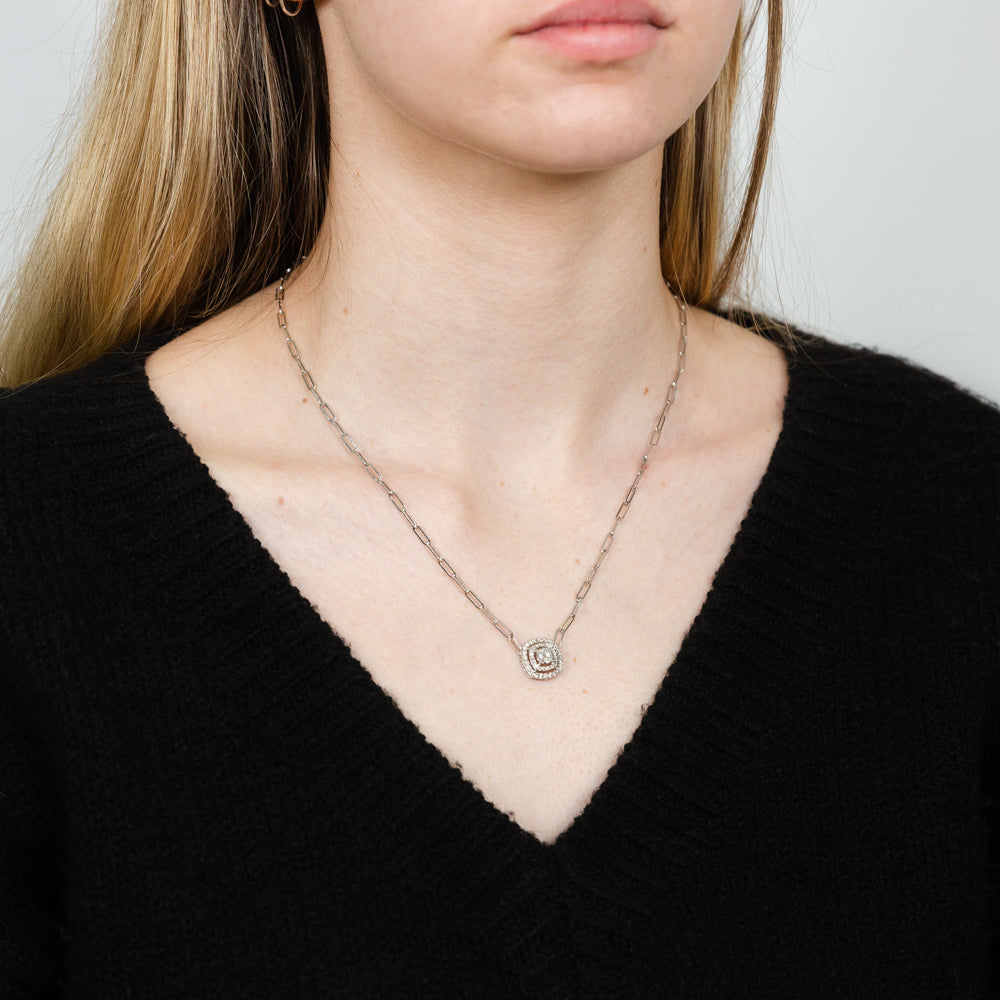 14ct White Gold 1/2 Carat Diamond Pendant Necklace - 45cm Chain for Women, Elegant Jewelry Gift for Anniversary, Valentine's Day & Special Occasions