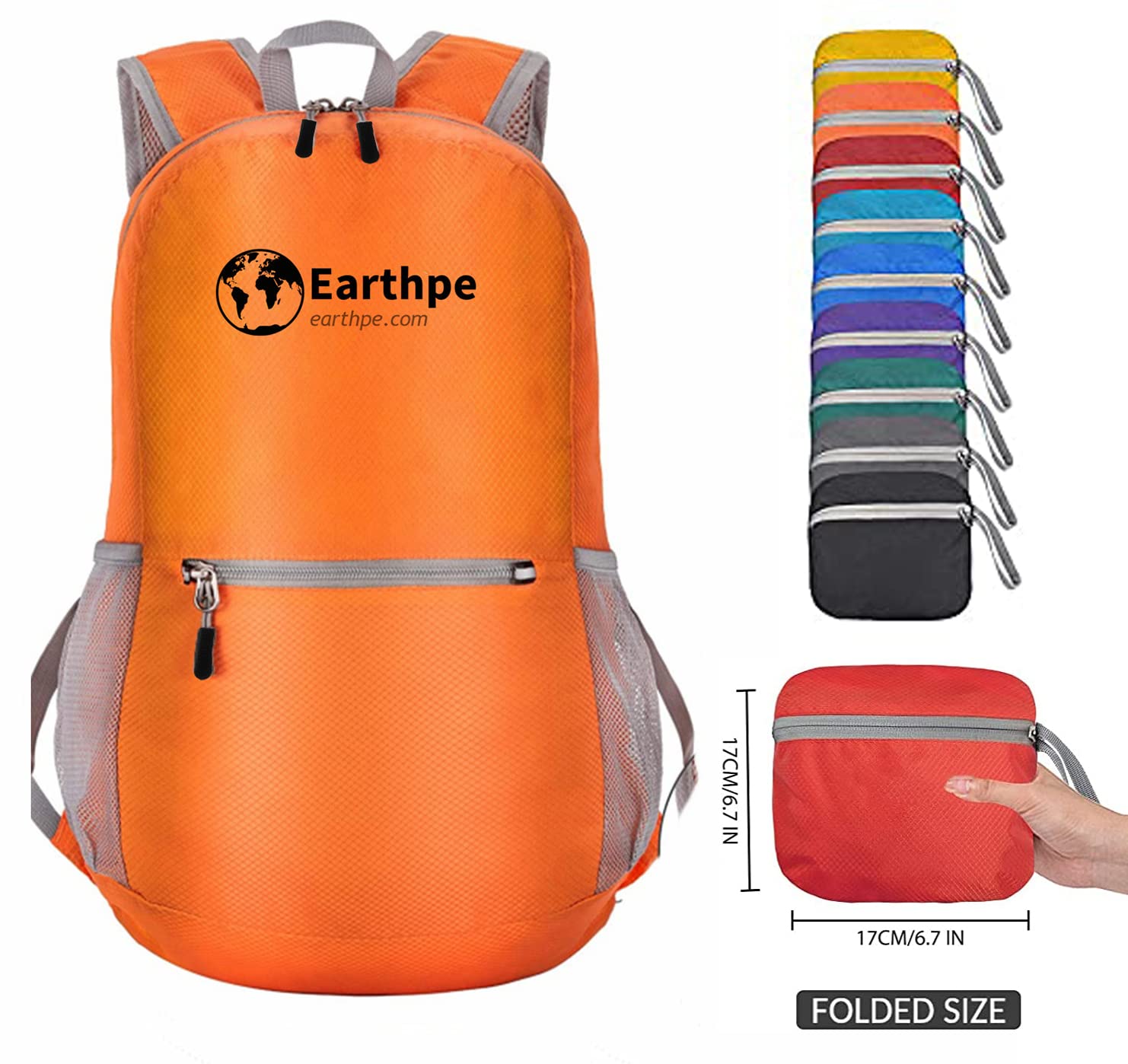 Ultra Lightweight Hiking Backpack - Water Resistant Compact Daypack for Women & Men, Foldable Travel Backpack (Orange) | Perfect for Outdoor Adventures, Camping, Hiking & Daily Commute