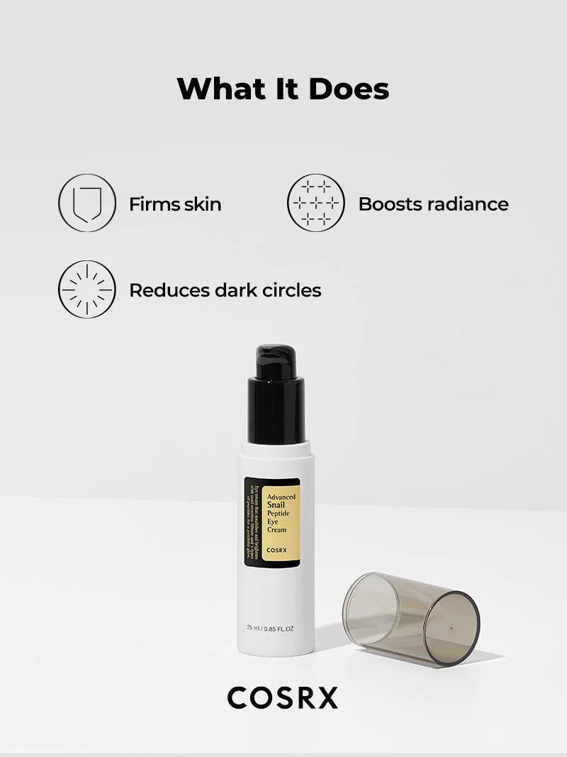COSRX Advanced Snail Peptide Eye Cream 25ml - Anti-Aging, Dark Circle & Wrinkle Treatment - Hydrating Under Eye Cream for Men & Women - Perfect for Night Routine & Travel Skincare