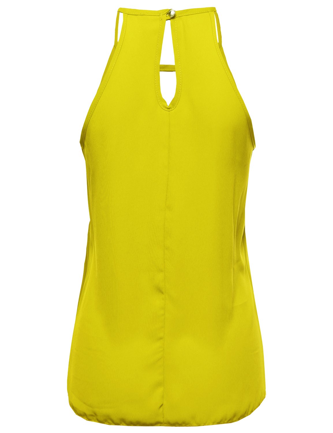 Awesome21 Women's High Neck Chiffon Flowy Sleeveless Blouse - Elegant Summer Tops for Casual Wear & Office Outfits