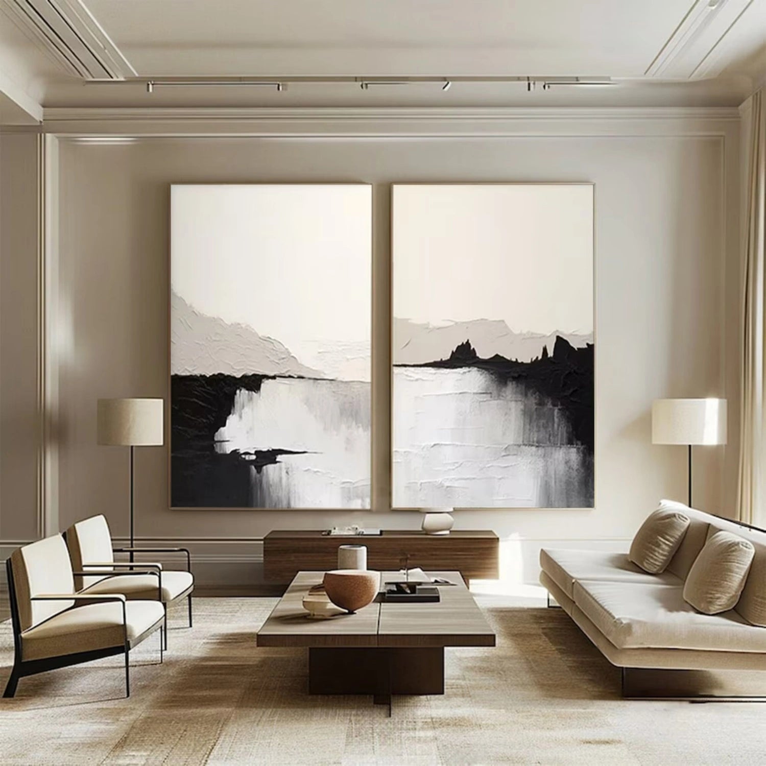 Abstract Painting Set of 2 - Modern Wall Art for Living Room & Bedroom Decor | #AB 417