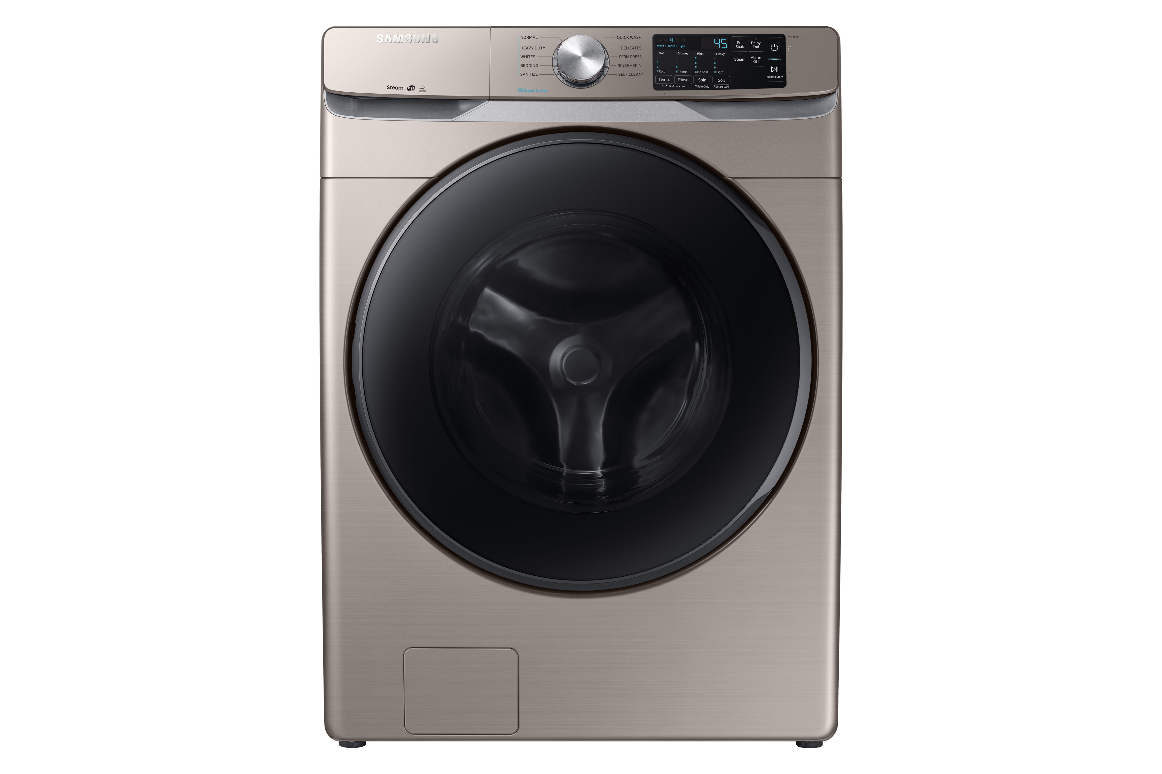 Samsung WF45R6100AC Front Load Washer with Steam - 5.2 Cu.Ft. Capacity, Champagne Color - Perfect for Large Families & Heavy Laundry Loads
