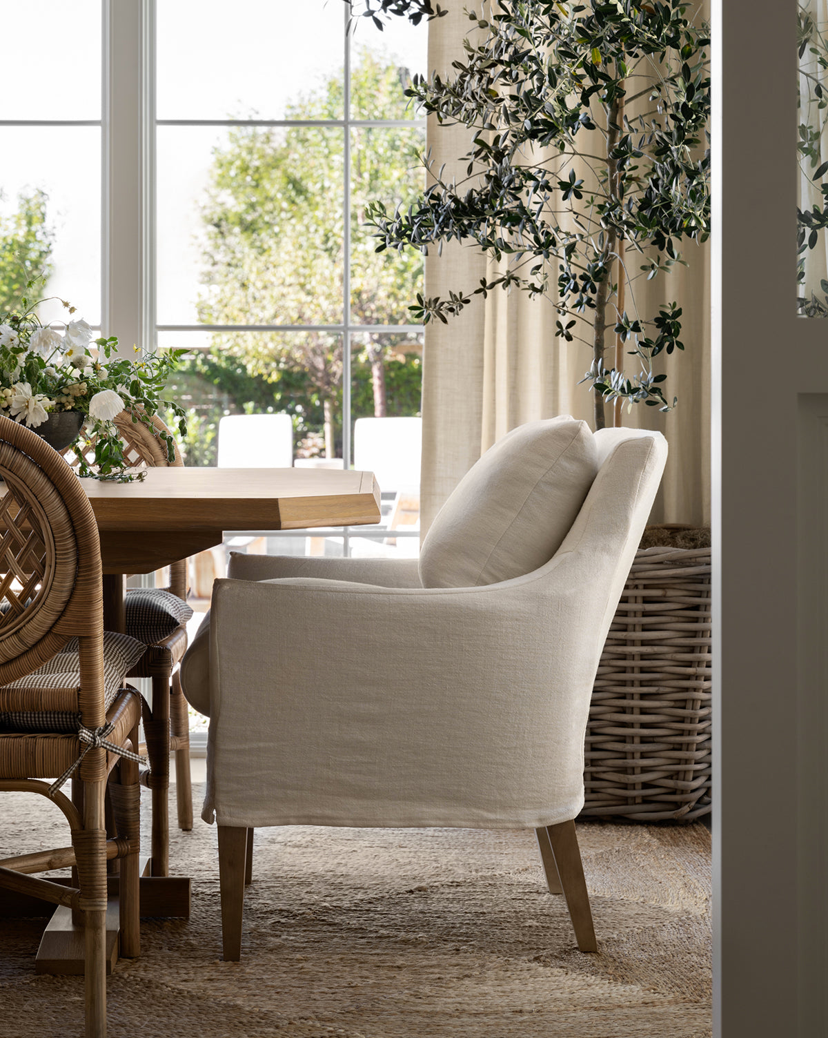 Sascha Slipcover Dining Chair - Washable Upholstered Seat Cover - Modern Farmhouse Style for Kitchen, Dining Room & Office - Comfortable & Stylish Home Decor