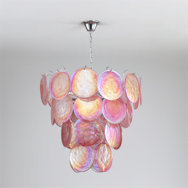 Elegant Camisa Disc Glass Chandelier - Modern Crystal Ceiling Light Fixture for Dining Room, Bedroom, and Living Room Decor