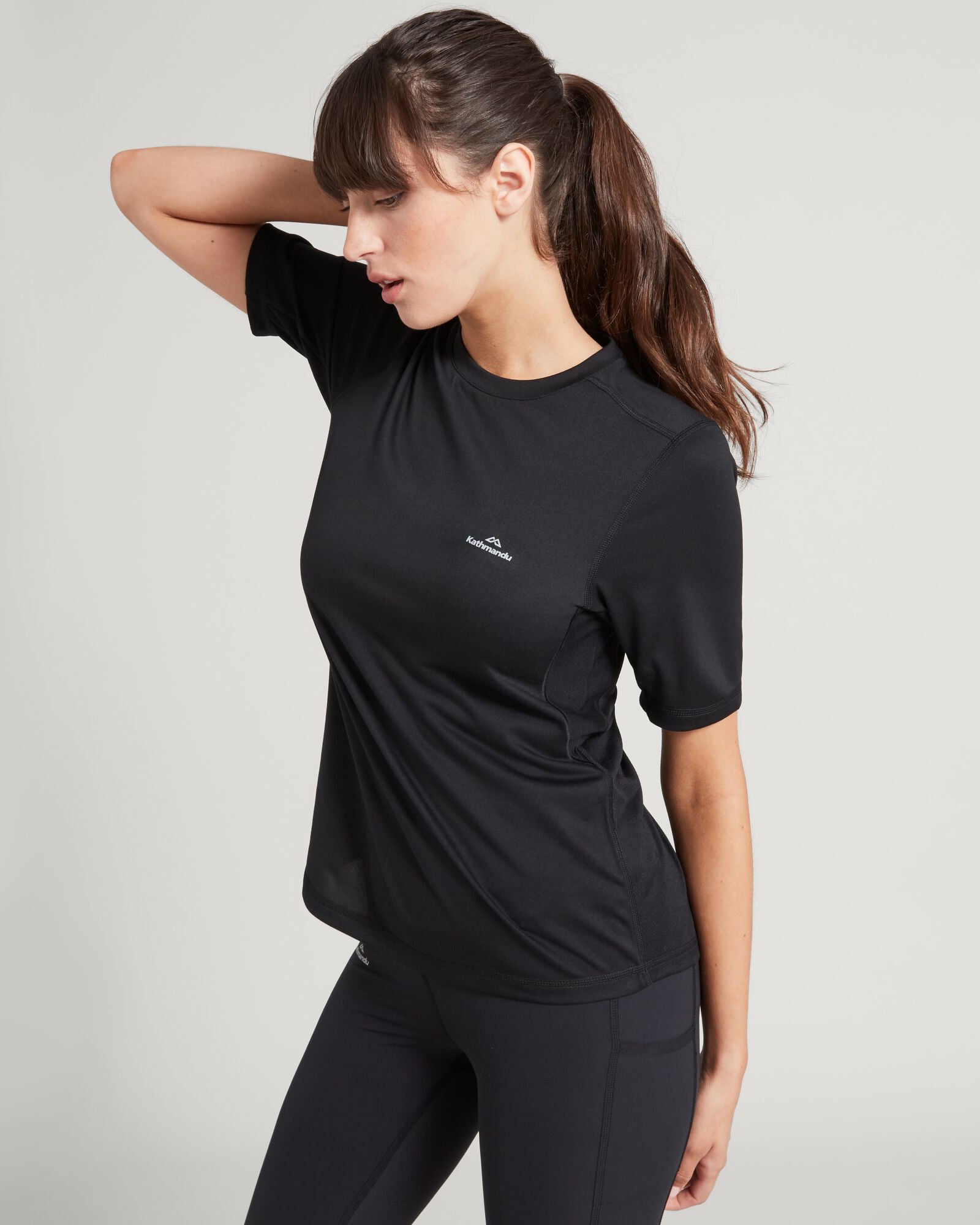 Accion Women's DriMOTION Short Sleeve Moisture Wicking Active T-Shirt - Black - Perfect for Running, Yoga & Gym Workouts