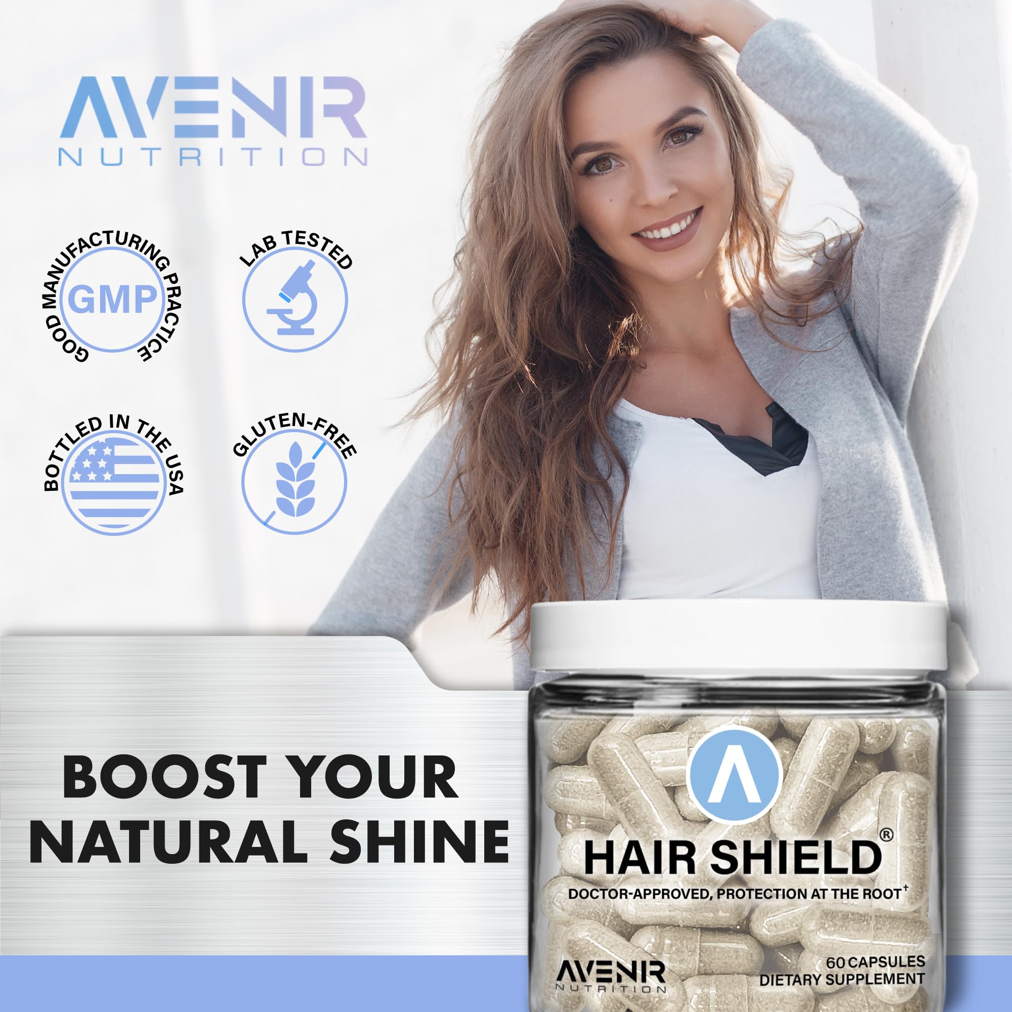 Premium Hair Shield Vitamins for Hair Growth & Stronger Nails - Biotin Supplement with Calcium & Zinc for Women & Men - 60 Capsules - Supports Healthy Hair, Skin & Nails for Daily Beauty Care & Wellness Routine