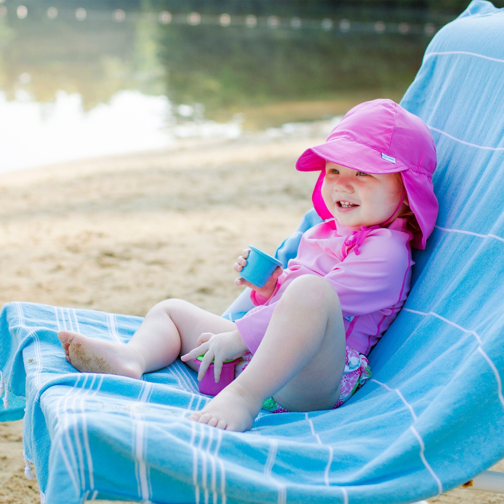 iPlay Flap Sun Protection Hat for Babies & Toddlers - UPF 50+ UV Protection, Adjustable Chin Strap - Perfect for Beach, Pool & Outdoor Play