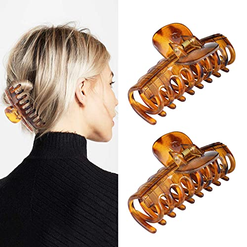 Non-Slip Hair Claw Clips for Women - 3.5 Inch Large Hair Clips for Thick Hair, Strong Hold Hair Accessories (2 Pack) - Perfect for Updos, Ponytails & Everyday Hairstyles