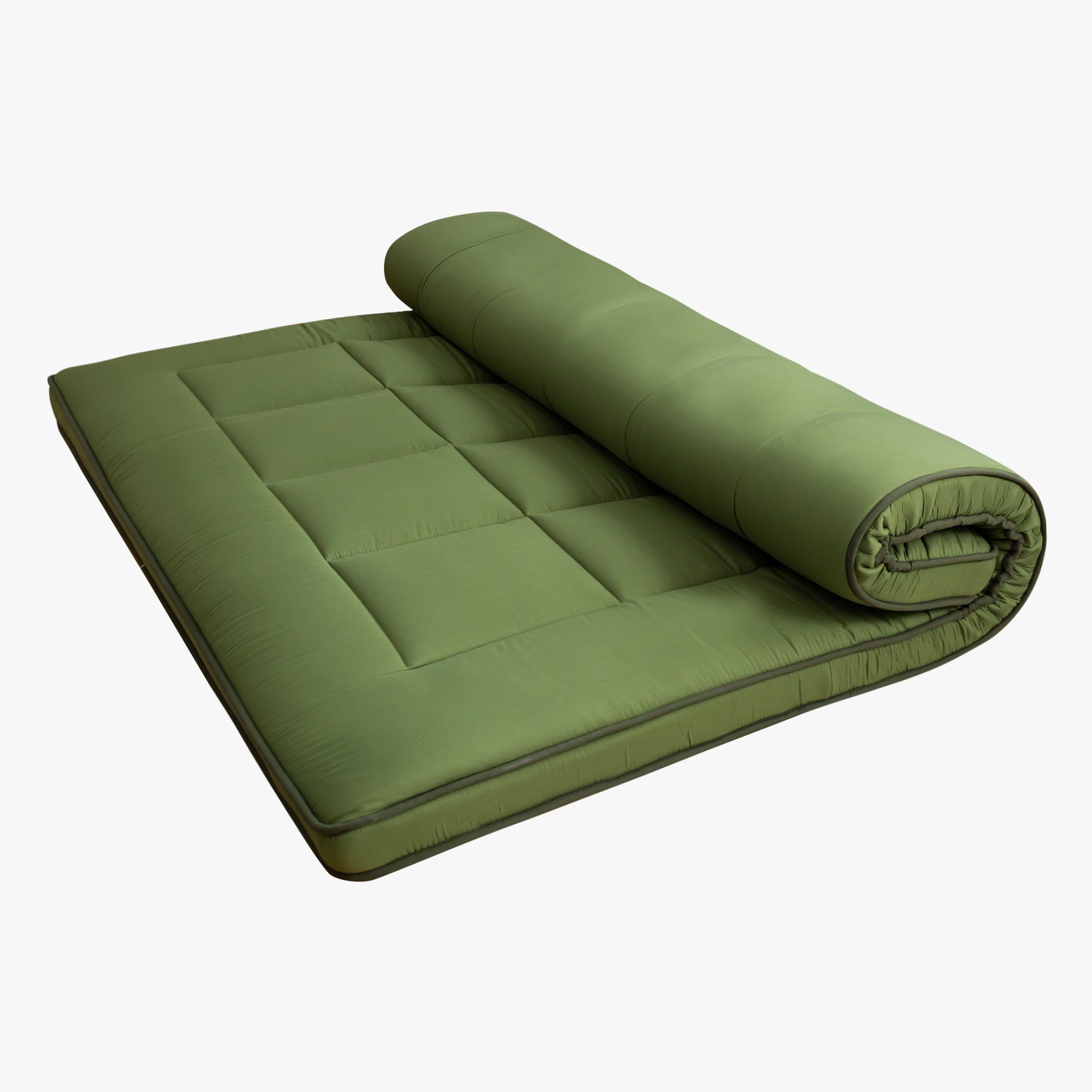 MAXYOYO Japanese Floor Mattress for Adults - 4 Inch Thick Roll Up Futon Mattress (Shikibuton) in Green | Portable Floor Bed for Guest Room, Camping & Small Space Living