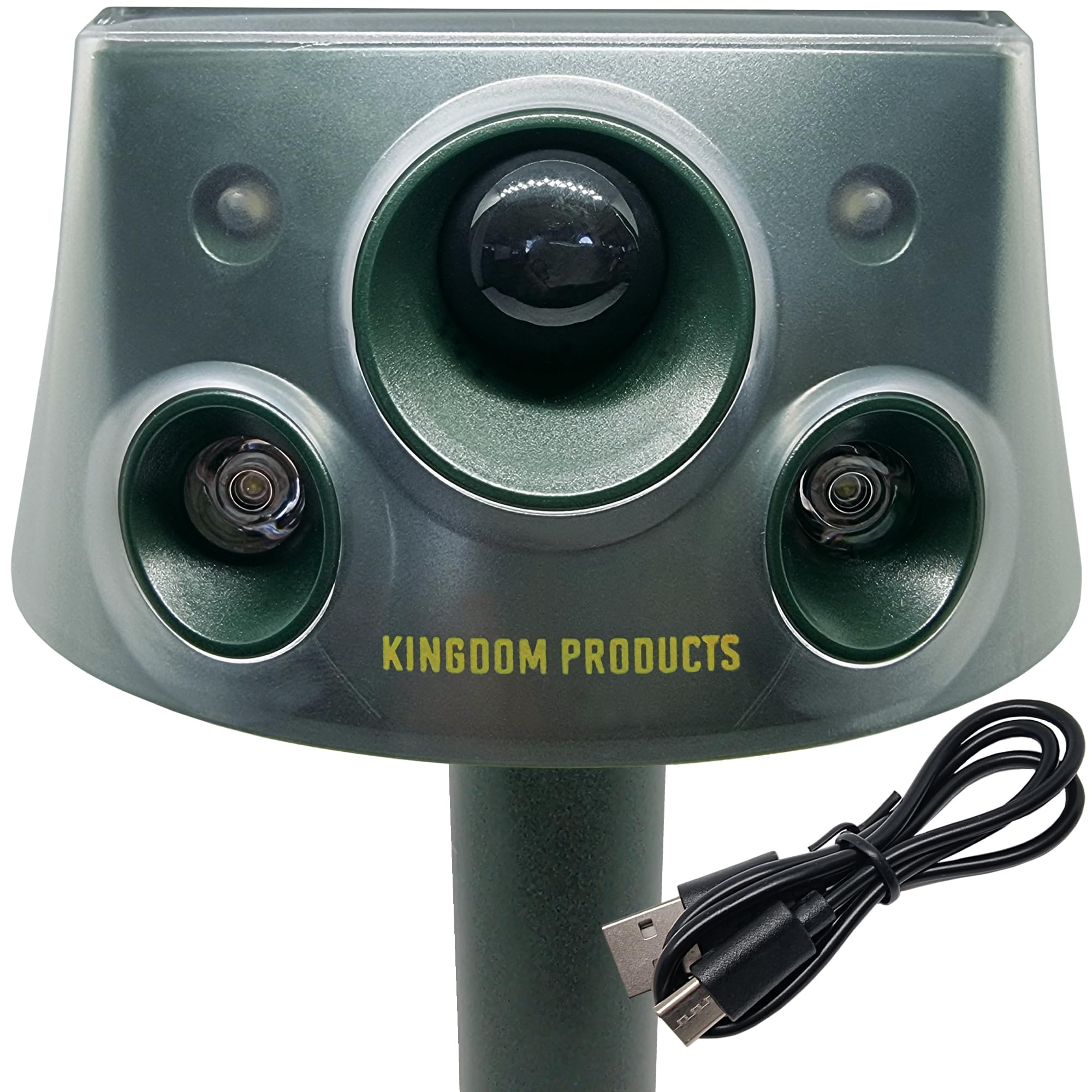 2024 Upgraded Solar Animal Repeller with 360° Motion Detection - Outdoor Pest Control Device with 8 LED Lights, Dual Alarms & USB Charging | Perfect for Gardens, Yards, Farms & Camping Sites
