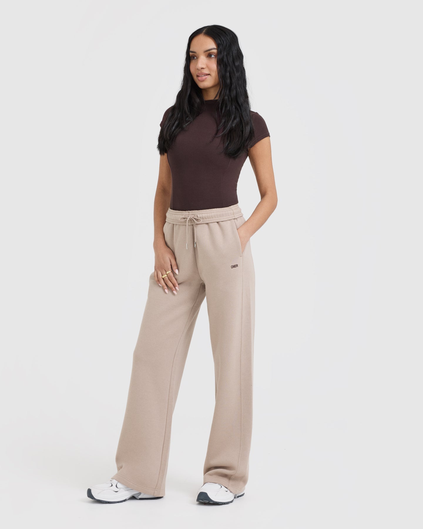 Foundations Straight Leg Joggers for Women - Soft Comfortable Casual Pants in Mushroom Brown | Perfect for Lounge, Yoga & Everyday Wear