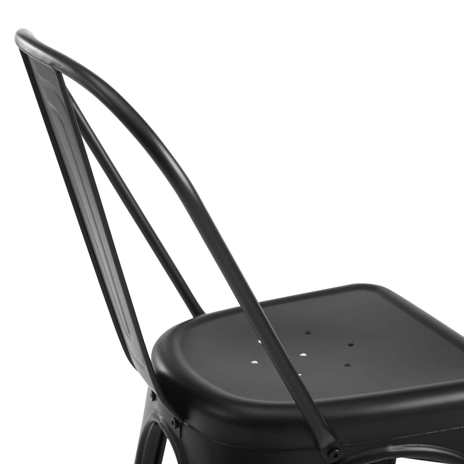 Modway Promenade Industrial Modern Steel Metal Bistro Dining Chairs - Set of 2 Black Bar Stools for Kitchen Island, Cafe & Restaurant Outdoor Seating