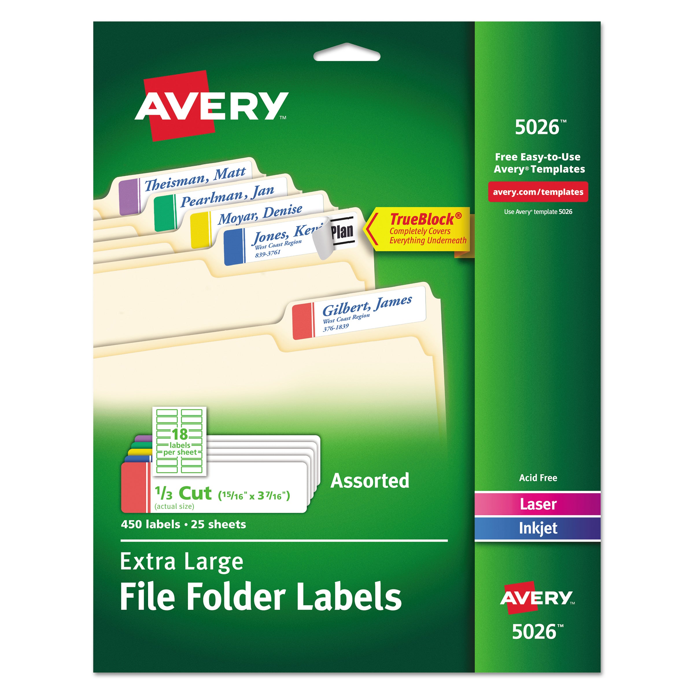 Avery® Extra Large Trueblock File Folder Labels - 0.94