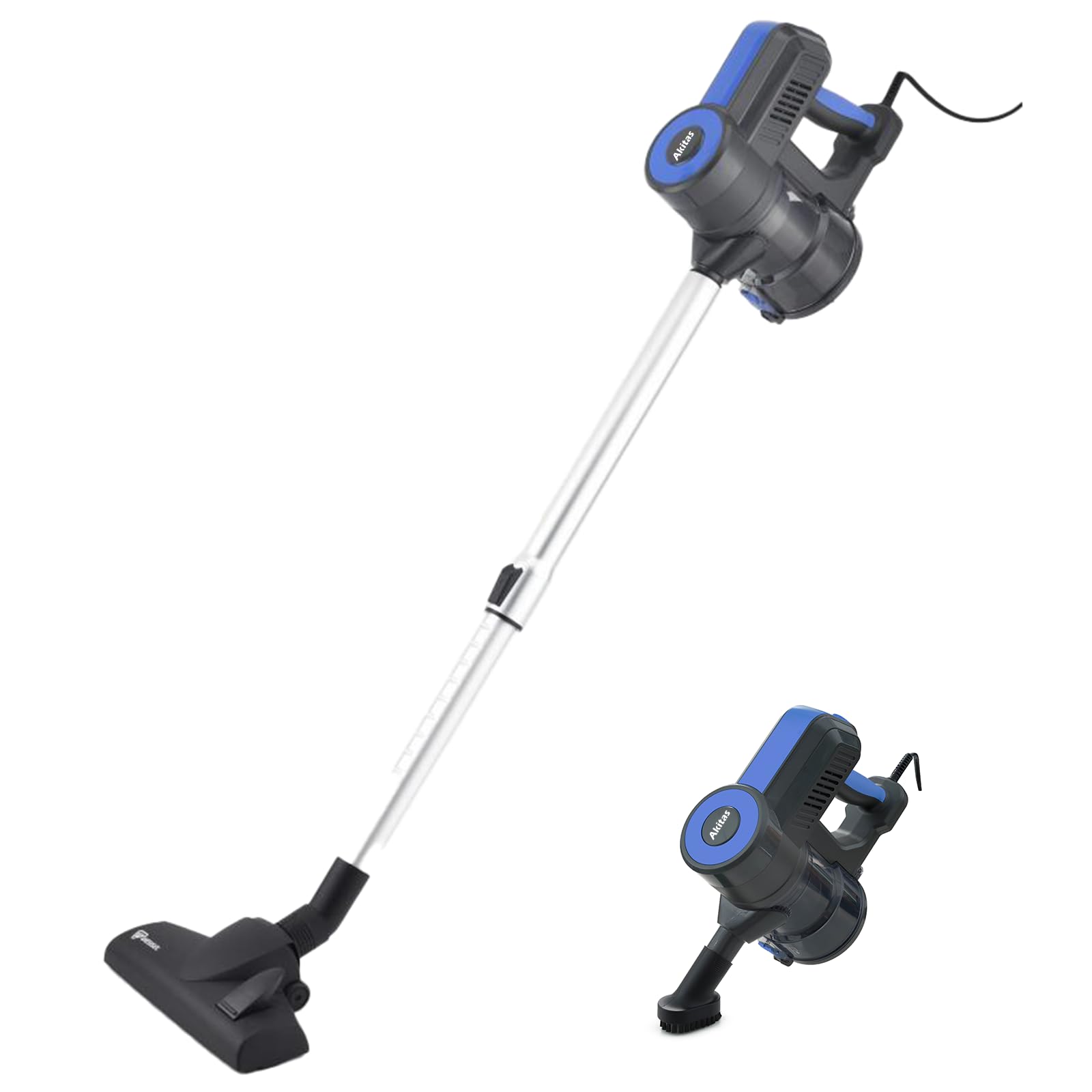 Akitas S12 Corded Vacuum Cleaner - 2-in-1 Handheld Stick Vacuum with German Wessel Werk Nozzle | Lightweight, Bagless Design for Home, Car & Pet Hair Cleaning