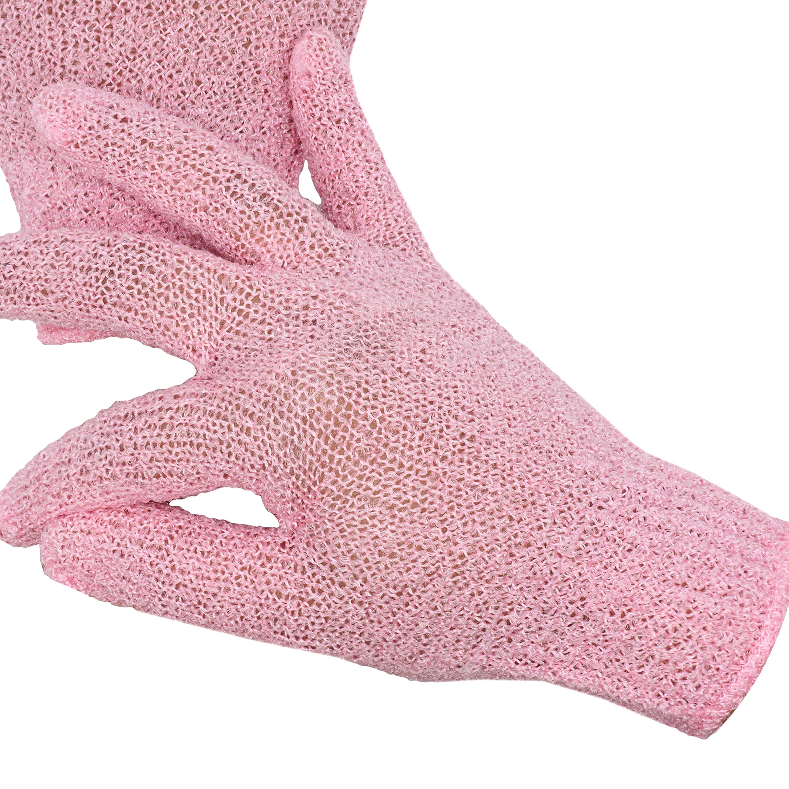 2-Pairs Pink Exfoliating Gloves for Shower & Bath - Double Sided Matte Body Scrubber for Smooth Skin - Gentle Exfoliation for Adults & Kids - Perfect for Spa Day & Dry Brushing Routine