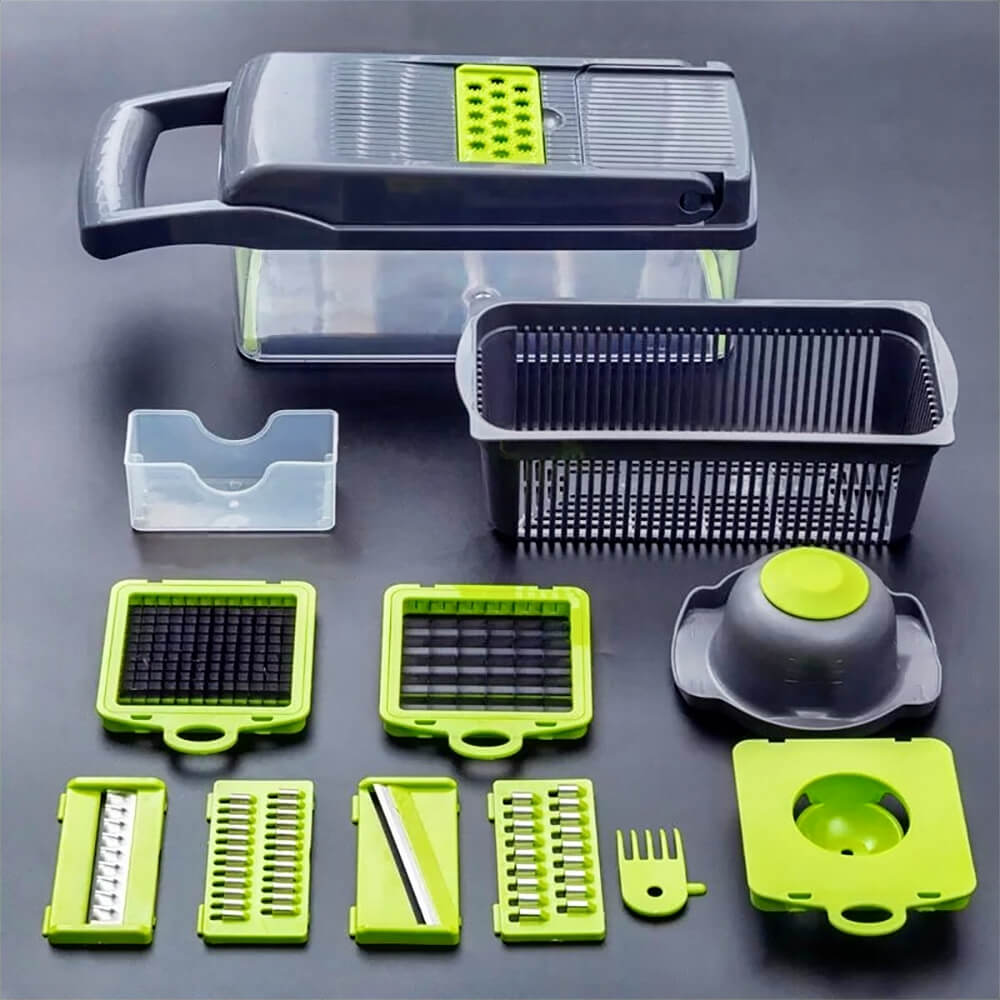 Premium Fox Vegetable Chopper and Slicer - 5-in-1 Multifunctional Kitchen Gadget for Fast Dicing, Slicing & Grating - Perfect for Salads, Meal Prep & Healthy Cooking (BPA-Free)