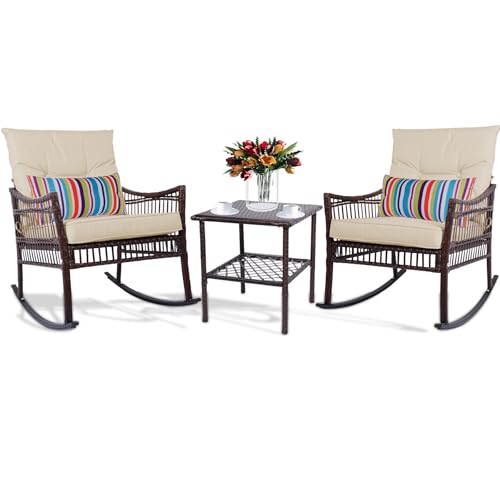 Brown Rattan Beige Cushion