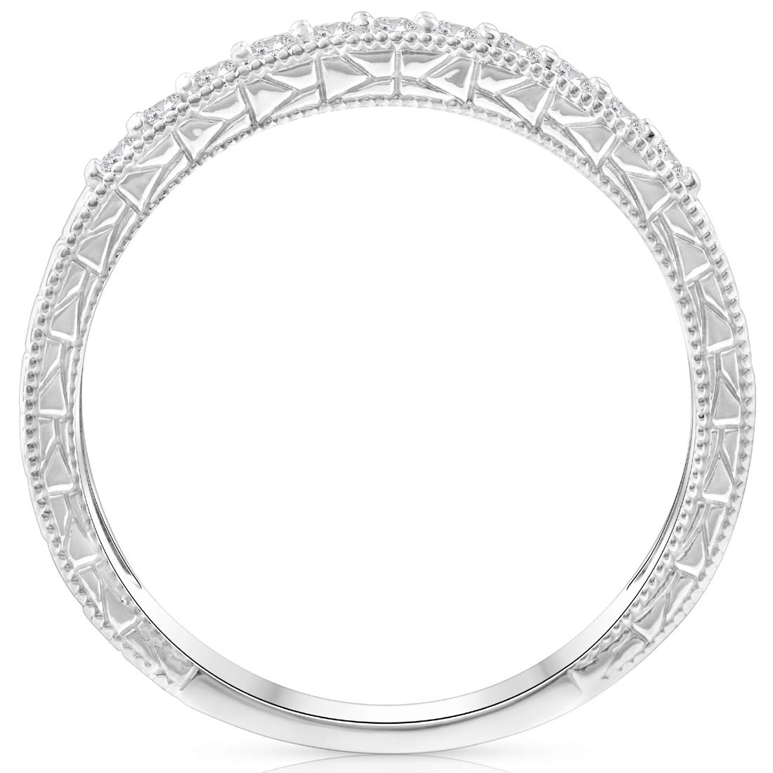 1/4 Carat Vintage Diamond Hand-Engraved Wedding Anniversary Ring - 14K White Gold - Perfect for Milestone Celebrations & Romantic Gifts