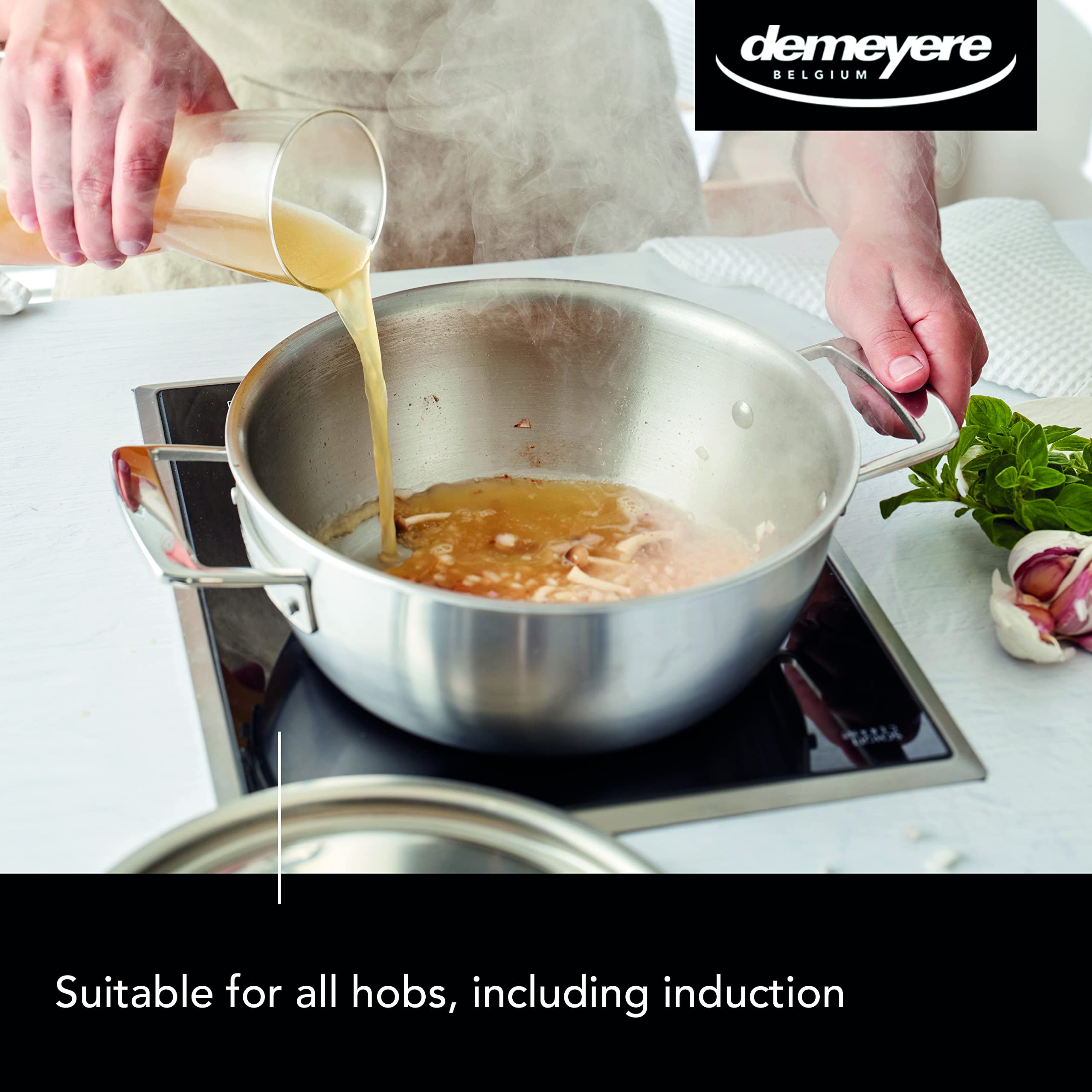 DEMEYERE Essential 5 Conical Stainless Steel Cookpot - 28cm Diameter - Induction & Stovetop Compatible - Energy Efficient, Fast Heat Conduction - 30 Year Warranty - Perfect for Soups, Stews & Pasta Cooking