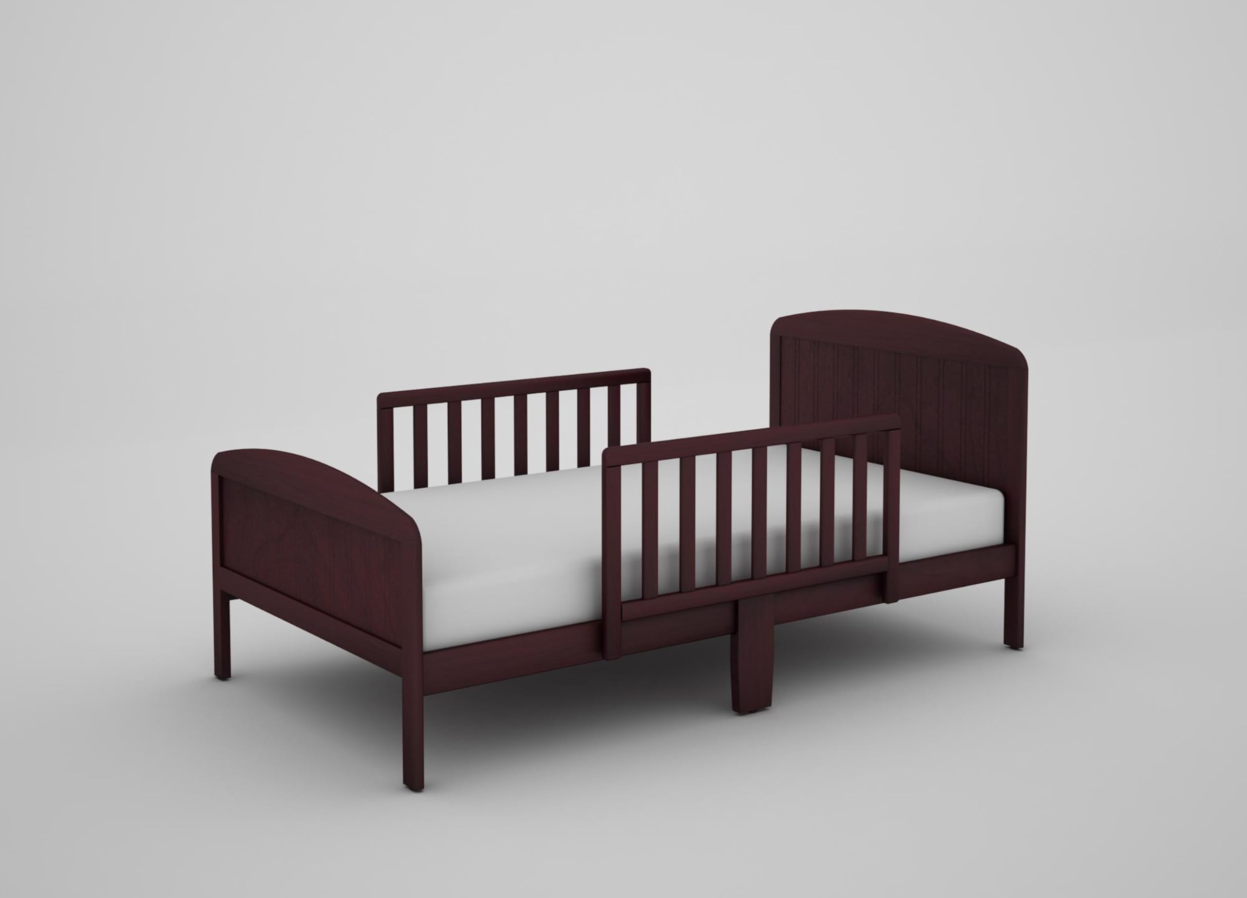 Harrisburg Solid Wood Toddler Bed with Side Rails & 2 Safety Guards - Modern Low Profile Transitional Bed for Kids - Fits Crib Mattress - Espresso Finish - Perfect for Nursery, Daycare or First Big Kid Bedroom